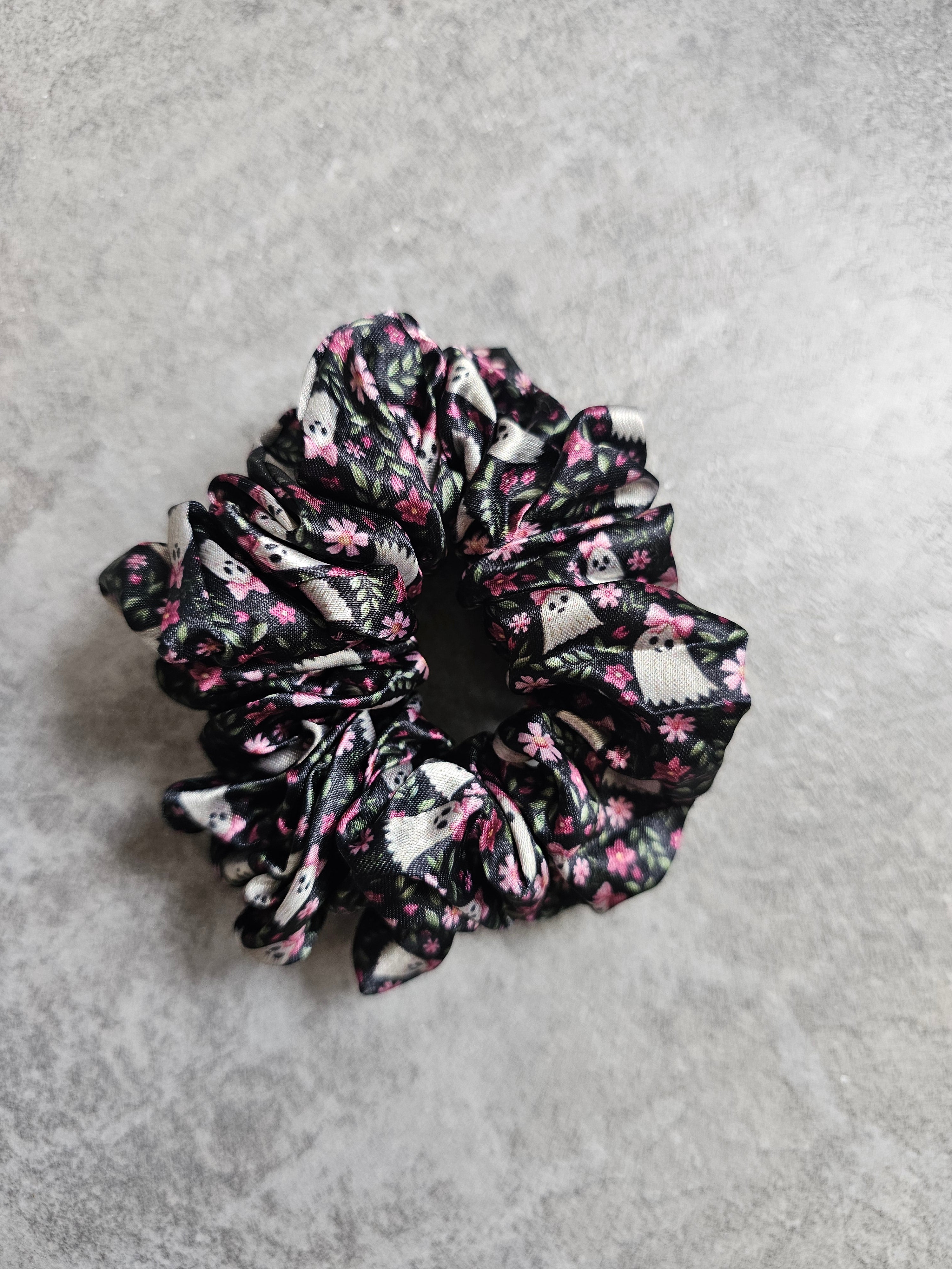 Pink Ghosty Midi Satin Hair Scrunchie