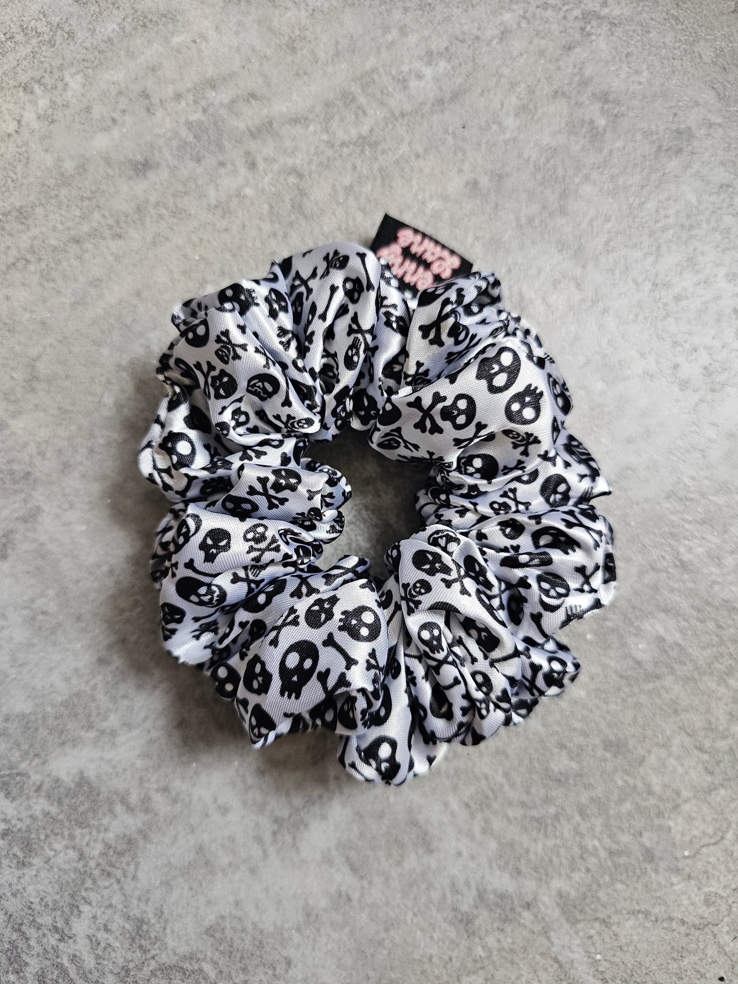 Skull and Bones Midi Satin Hair Scrunchie