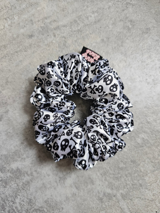 Skull and Bones Midi Satin Hair Scrunchie