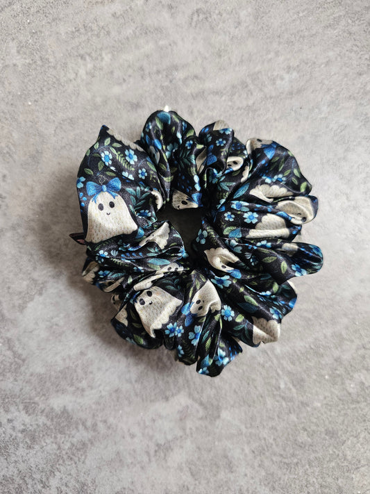Blue Ghosty Midi Satin Hair Scrunchie