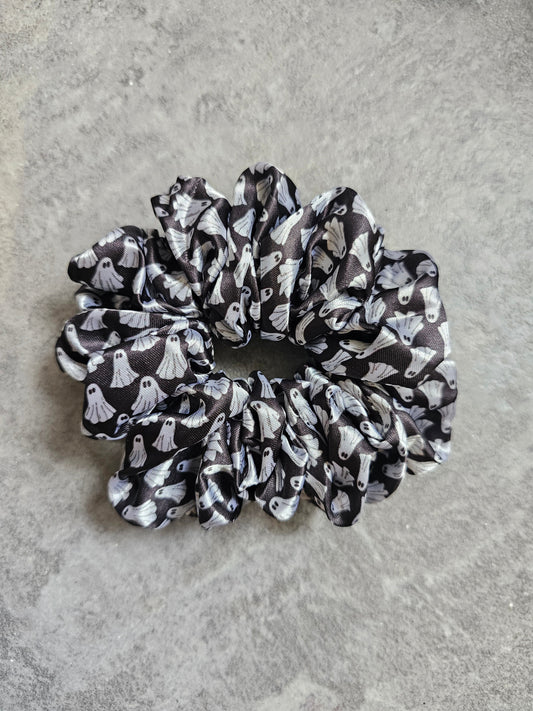 Graveyard Ghost Midi Satin Hair Scrunchie