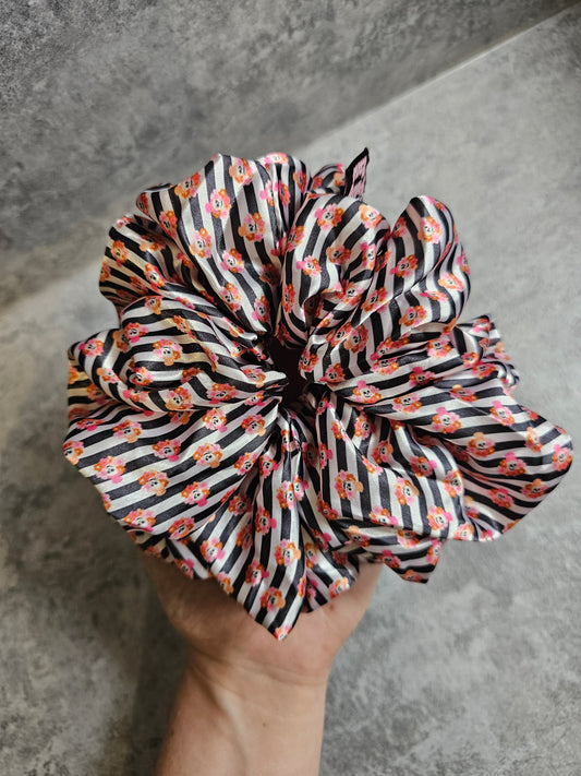 Pinstripe Skulls XL Satin Hair Scrunchie