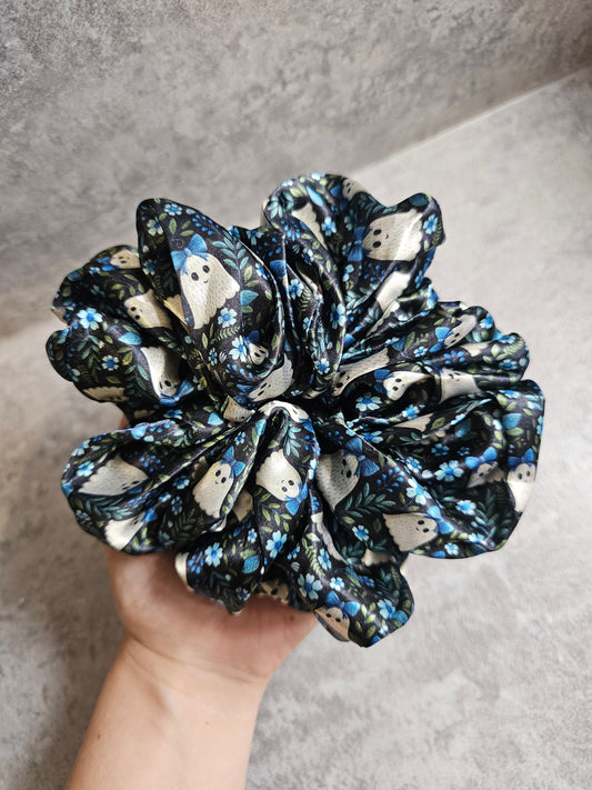 Blue Ghosty XL Satin Hair Scrunchie