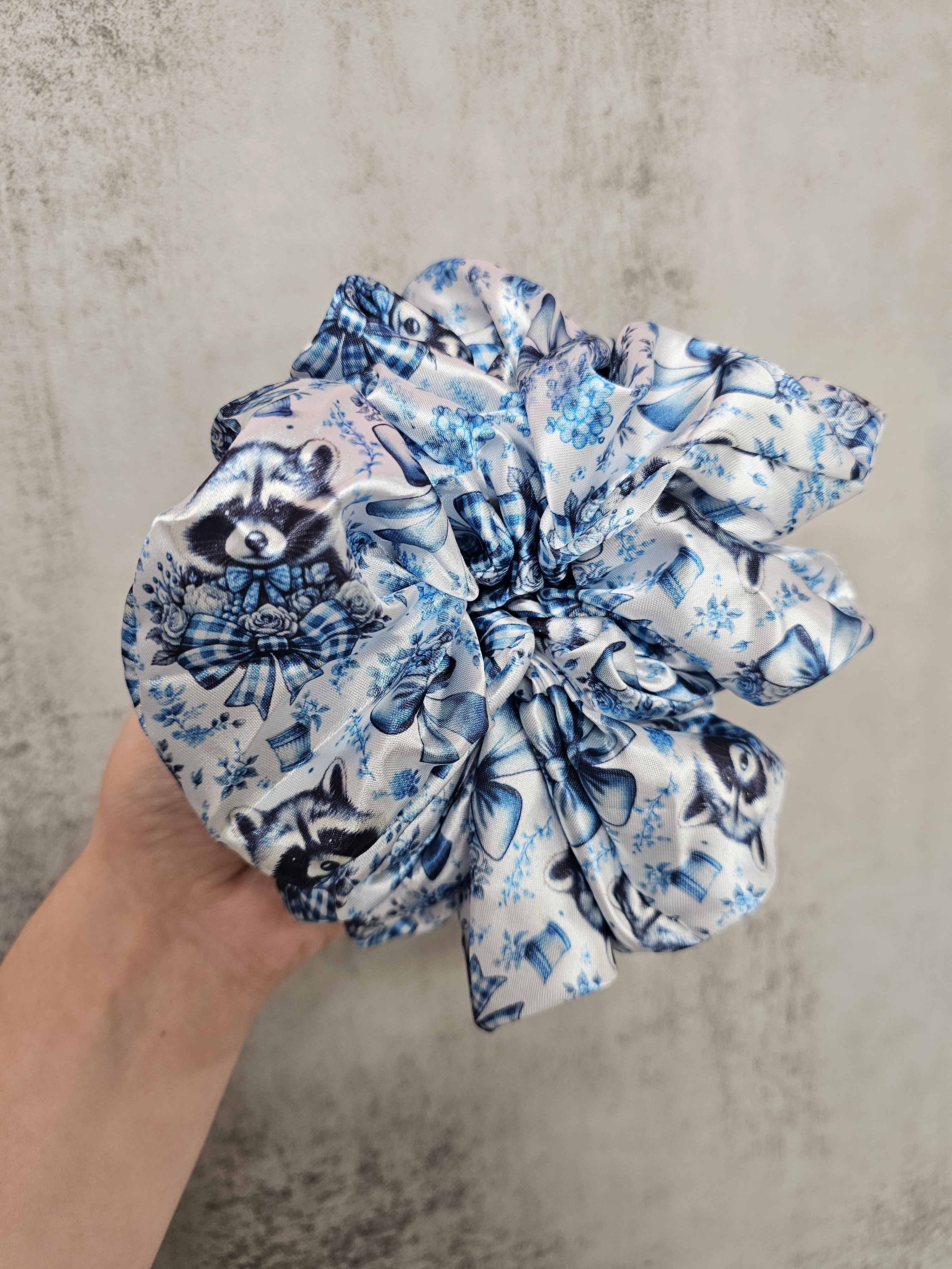 Ribbons and Raccoons XL Satin Hair Scrunchie