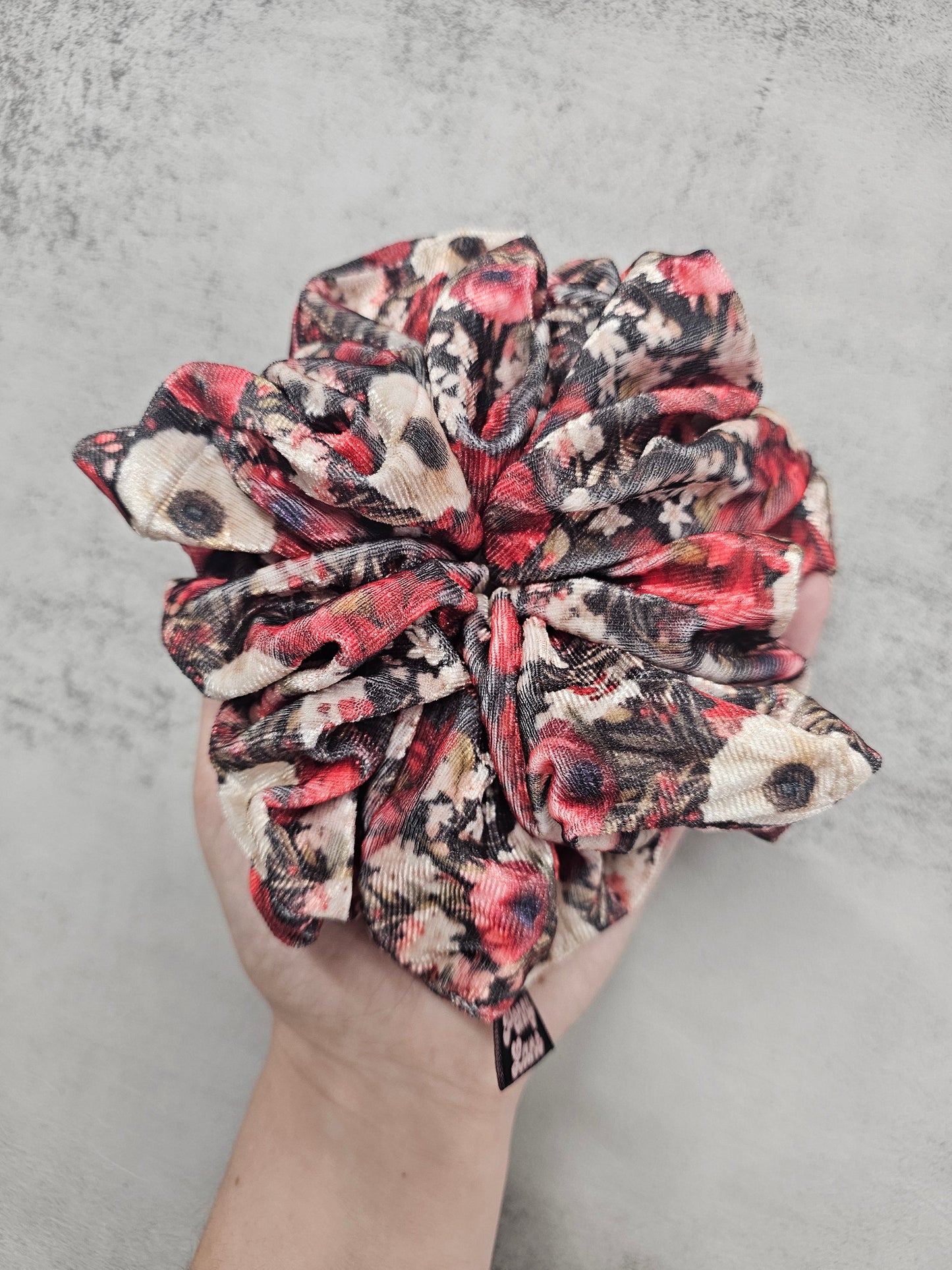 Poppy fields Velvet XL Hair Scrunchie.