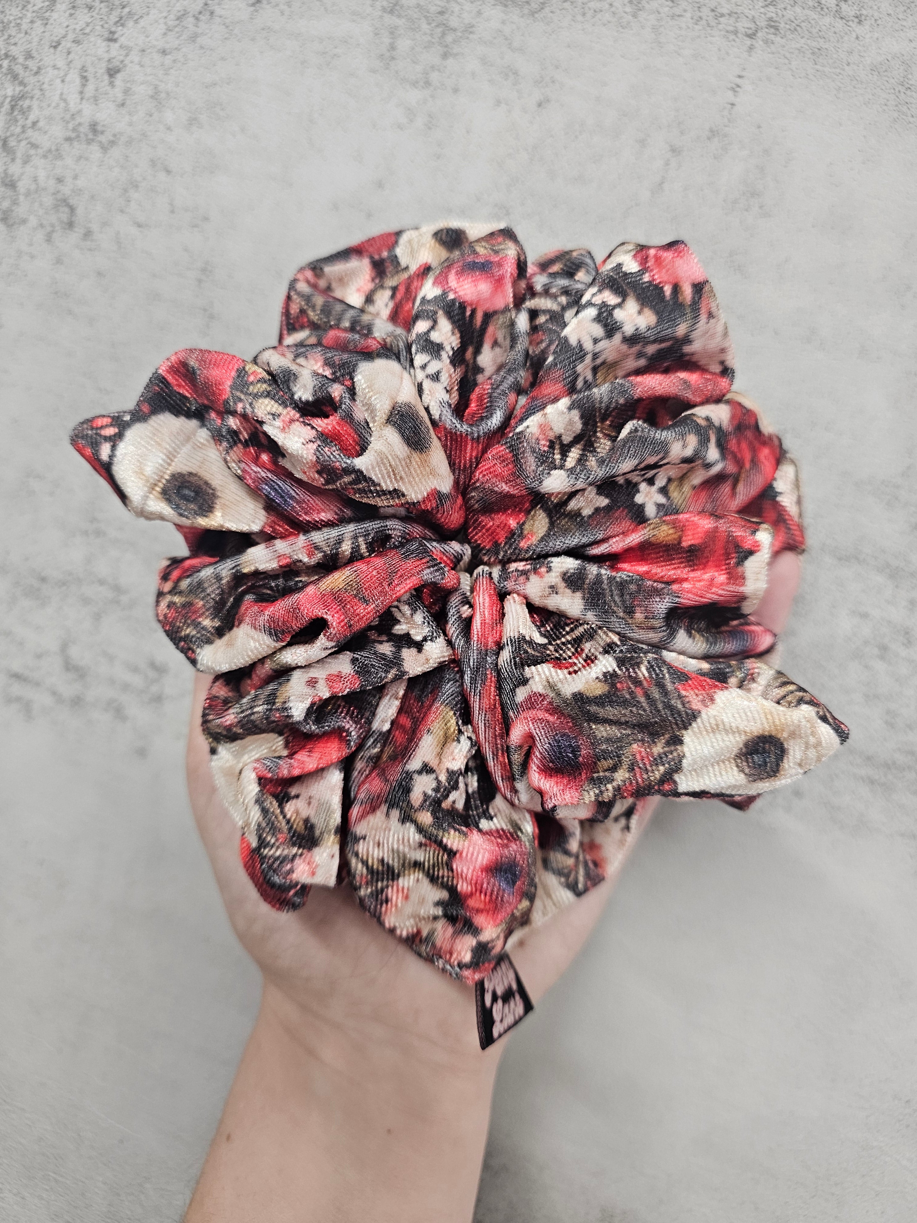 Poppy fields Velvet XL Hair Scrunchie.