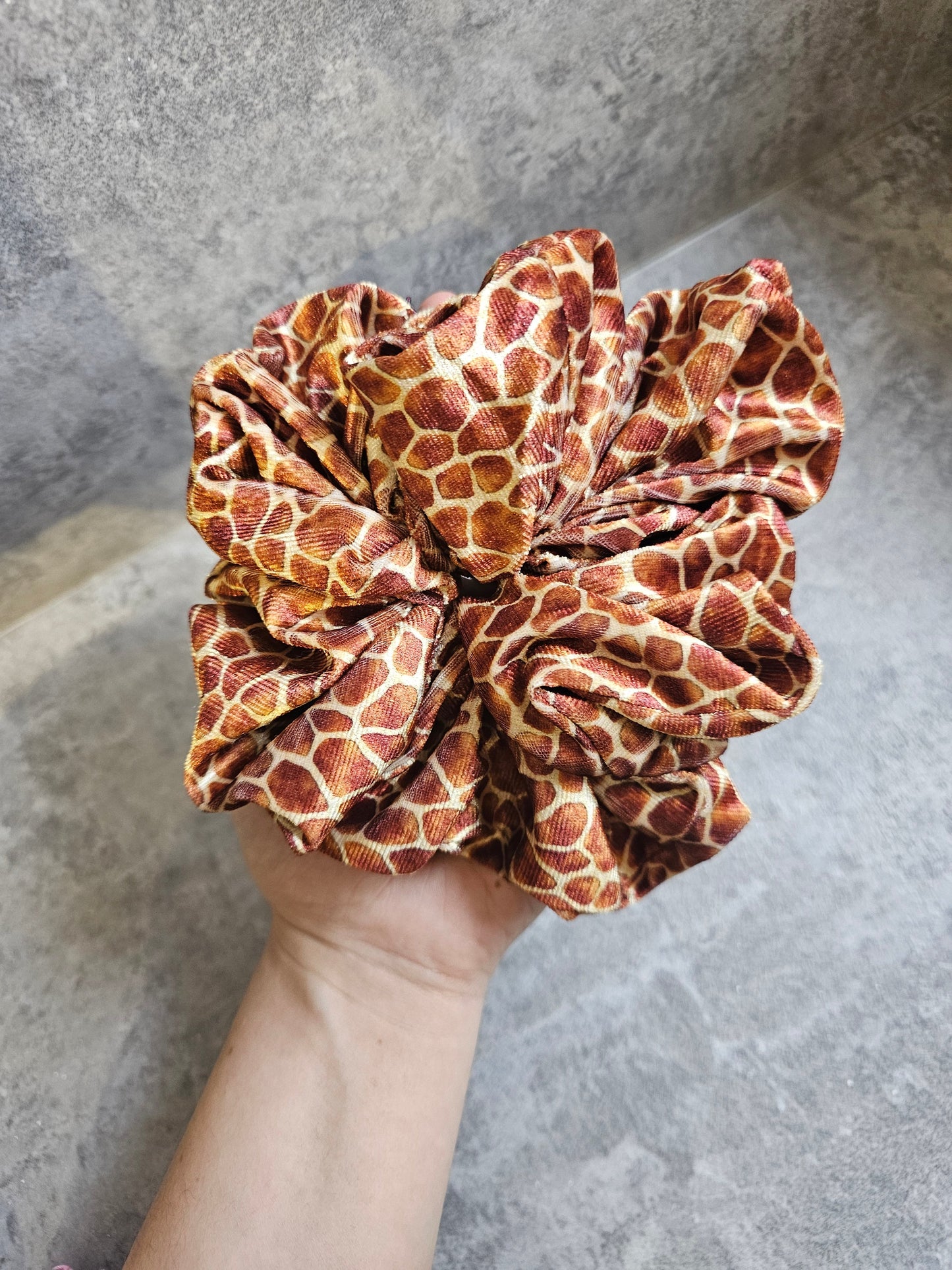 Giraffe Print Velvet XL Hair Scrunchie.