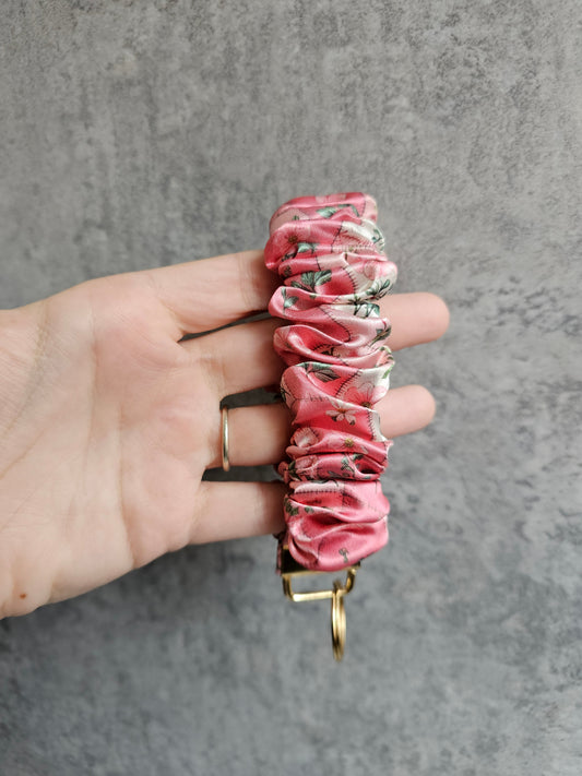 Pink Floral Patchwork Scrunchie Keyring