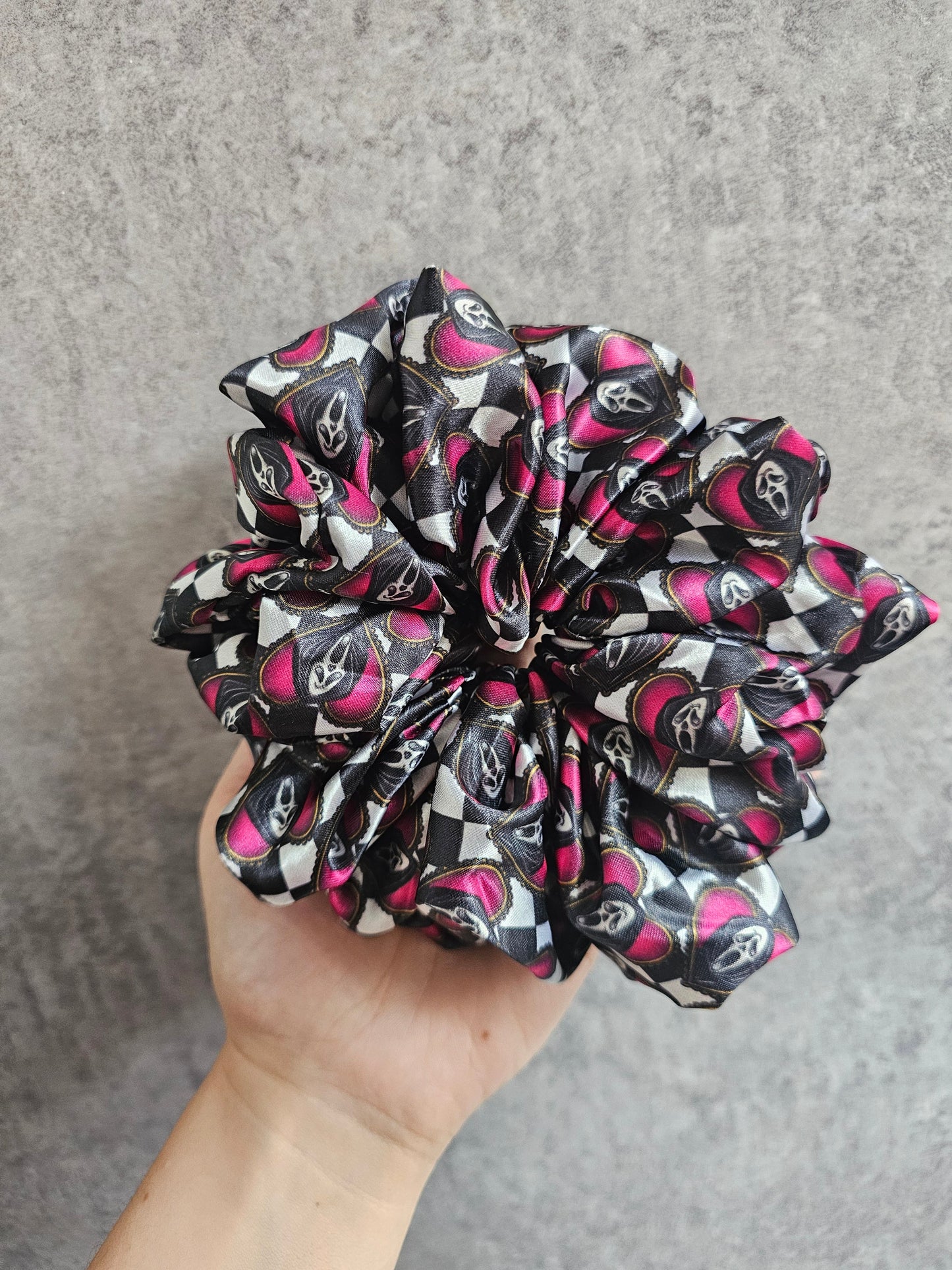 Ghosty Face XL Satin Hair Scrunchie