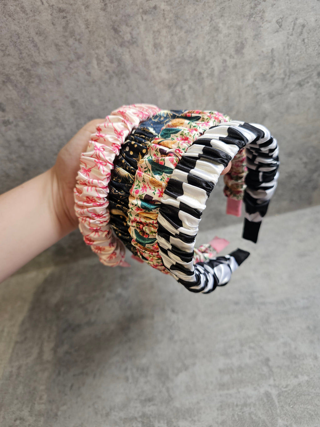 Thick Ruffle Headbands, Custom Print Satin Ruffle Headband, Gift