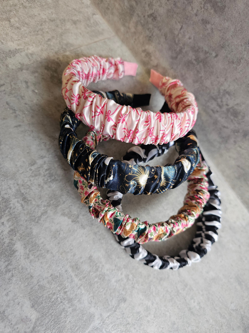 Thick Ruffle Headbands, Custom Print Satin Ruffle Headband, Gift