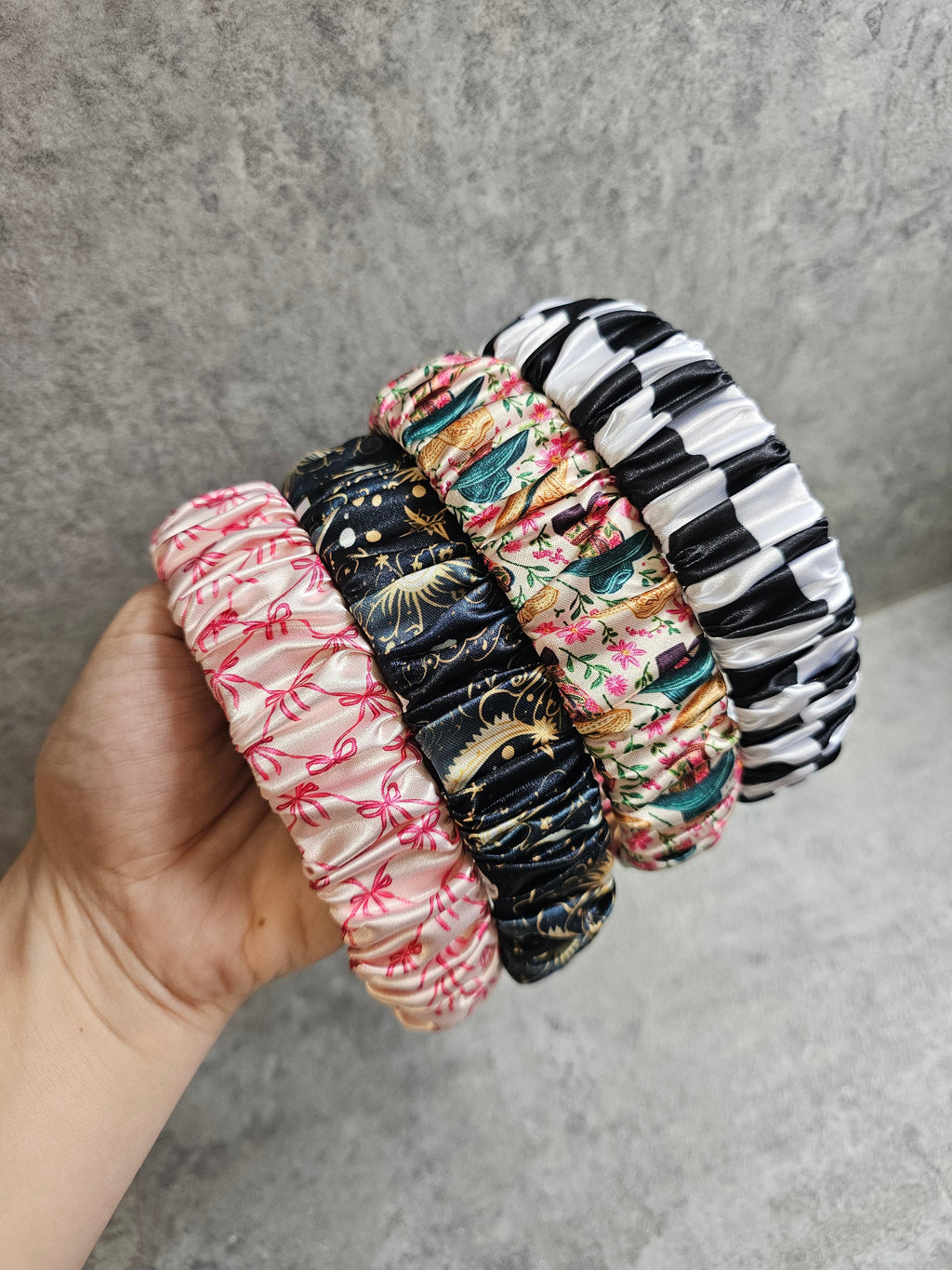 Thick Ruffle Headbands, Custom Print Satin Ruffle Headband, Gift