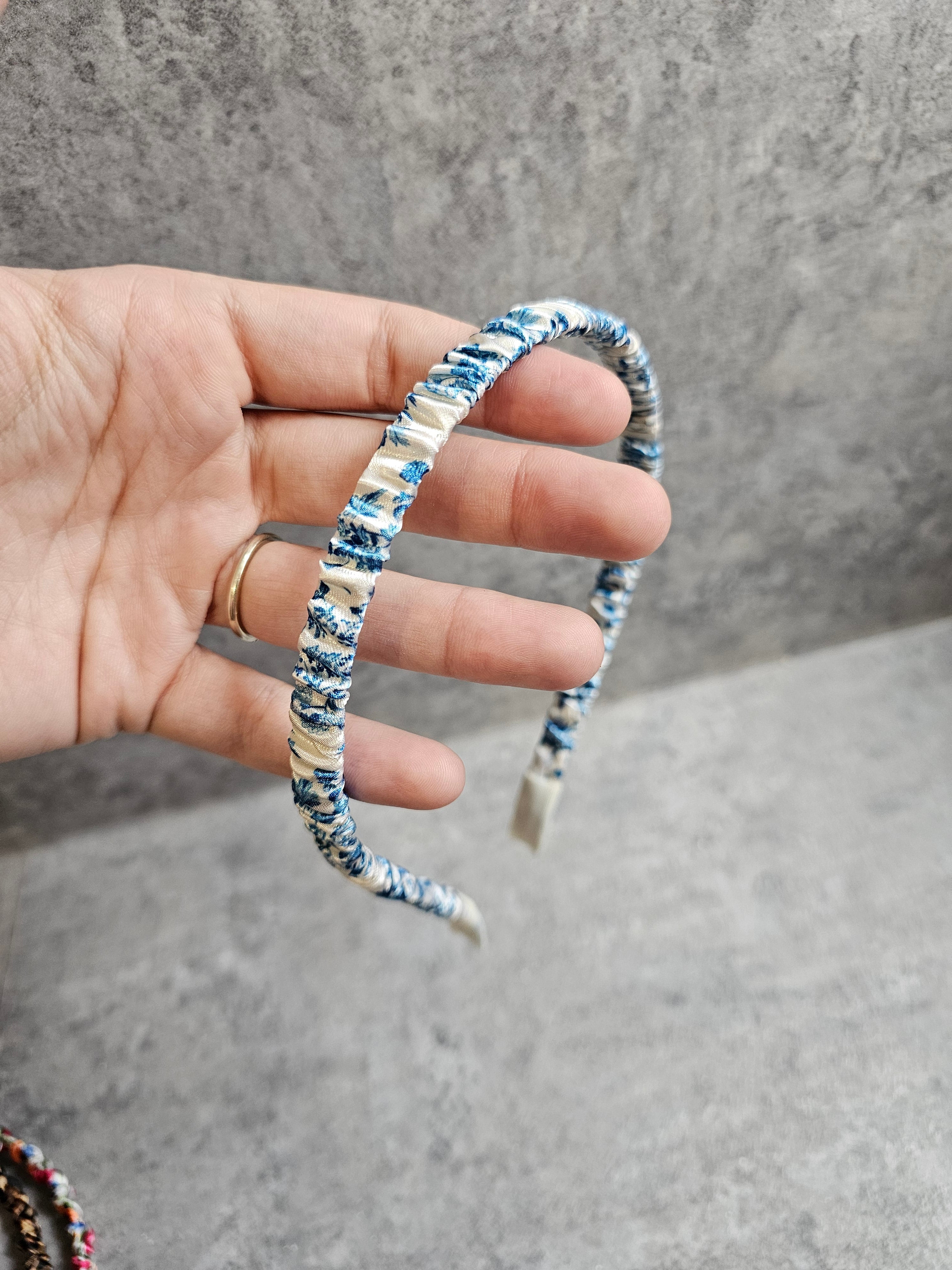 Thin Ruffle Headbands, Custom Print Satin Ruffle Headband, Gift