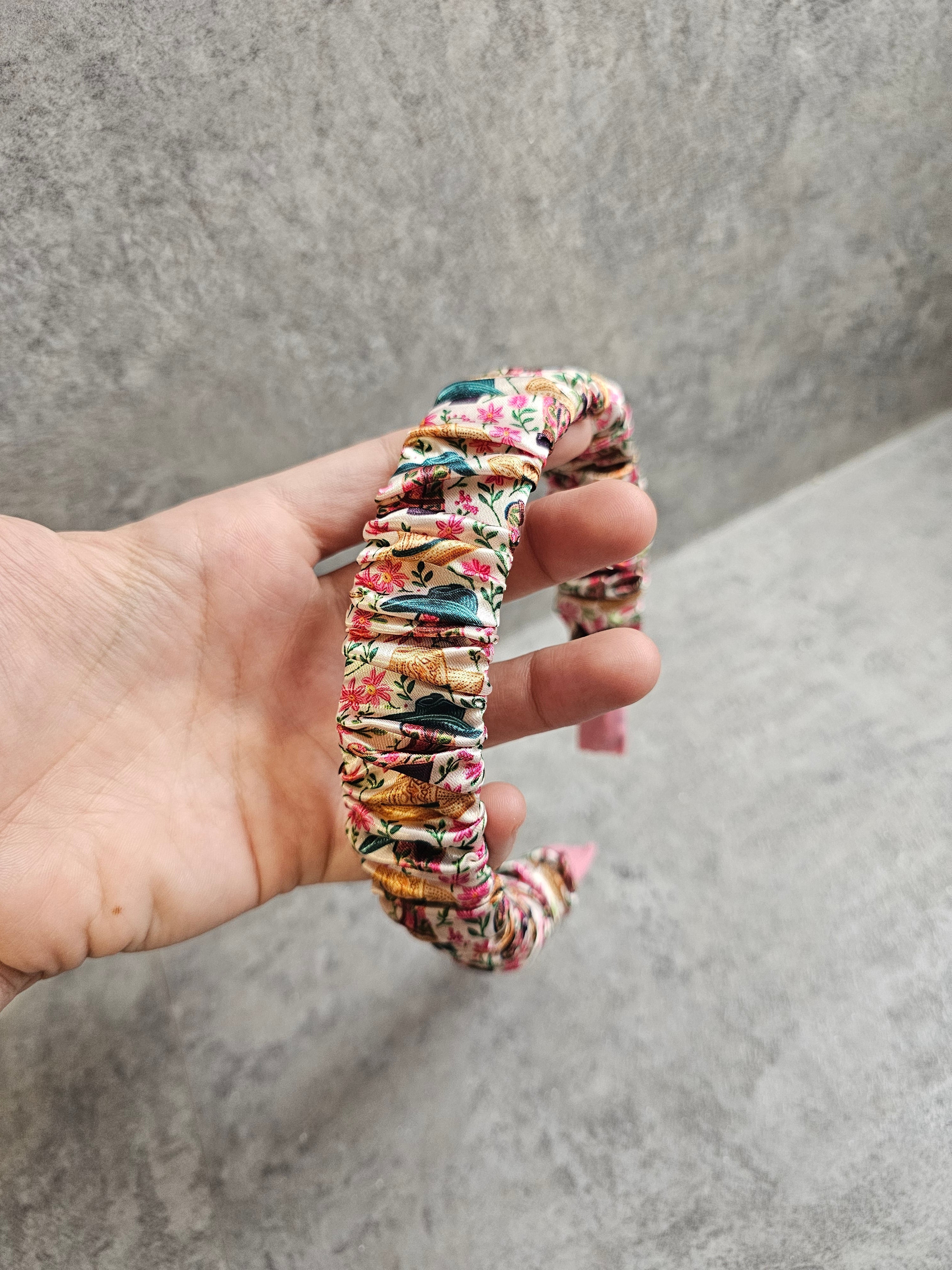 Thick Ruffle Headbands, Custom Print Satin Ruffle Headband, Gift