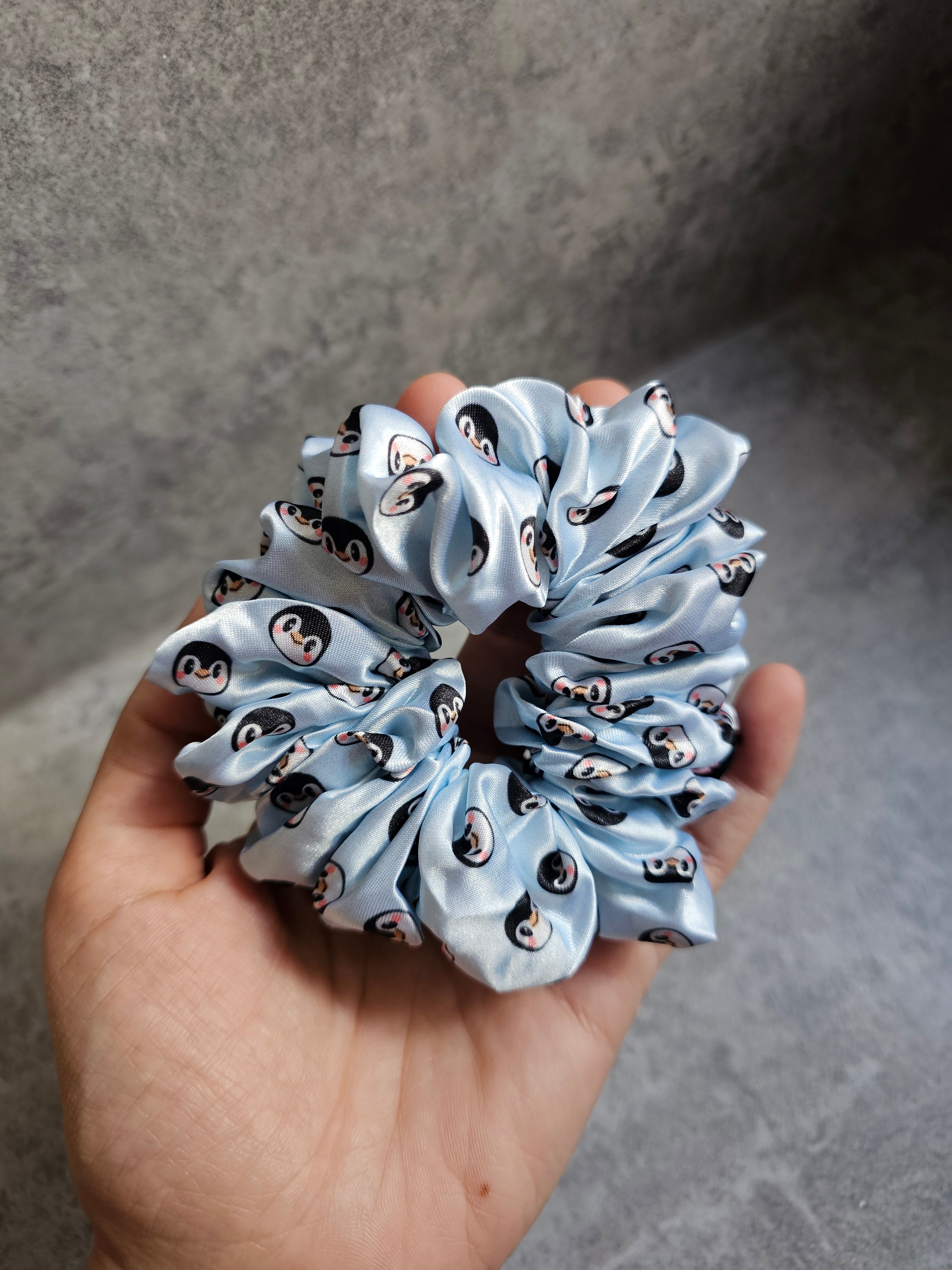 Penguins Midi Satin Hair Scrunchie