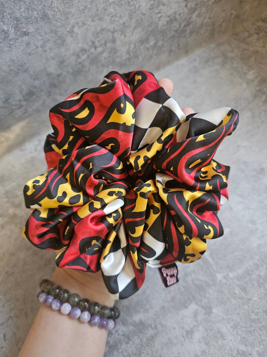 Red Flames XL, Luxury Satin Hair Scrunchie, scrunchie keyring