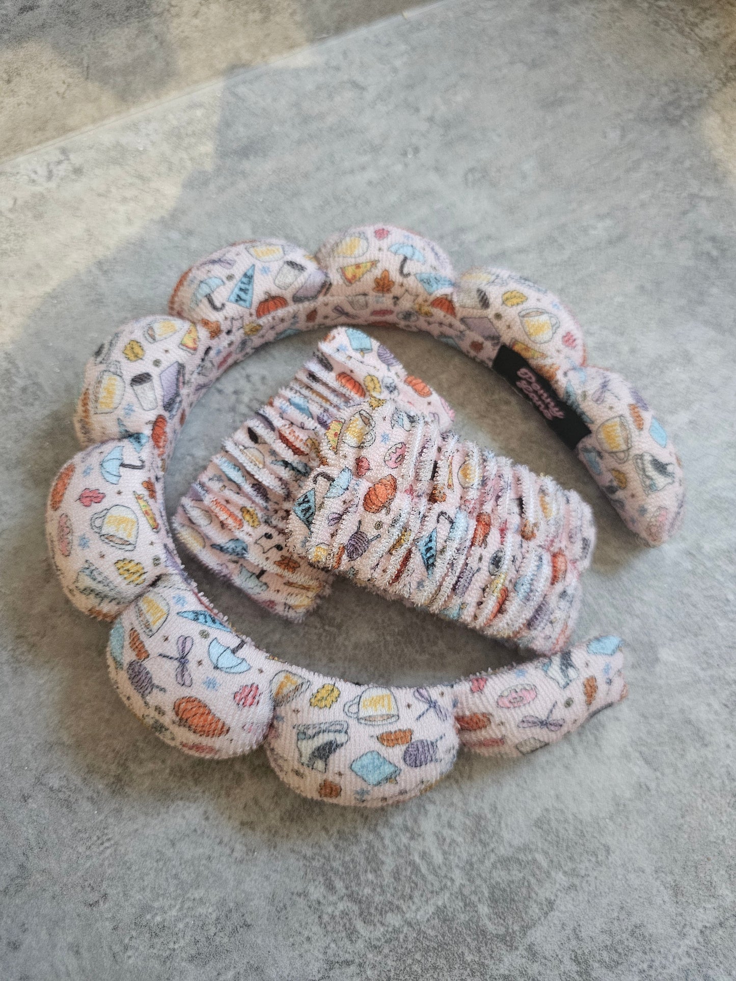 Bubble Headband Set,  Custom Print Headband and wristlet set, Gift