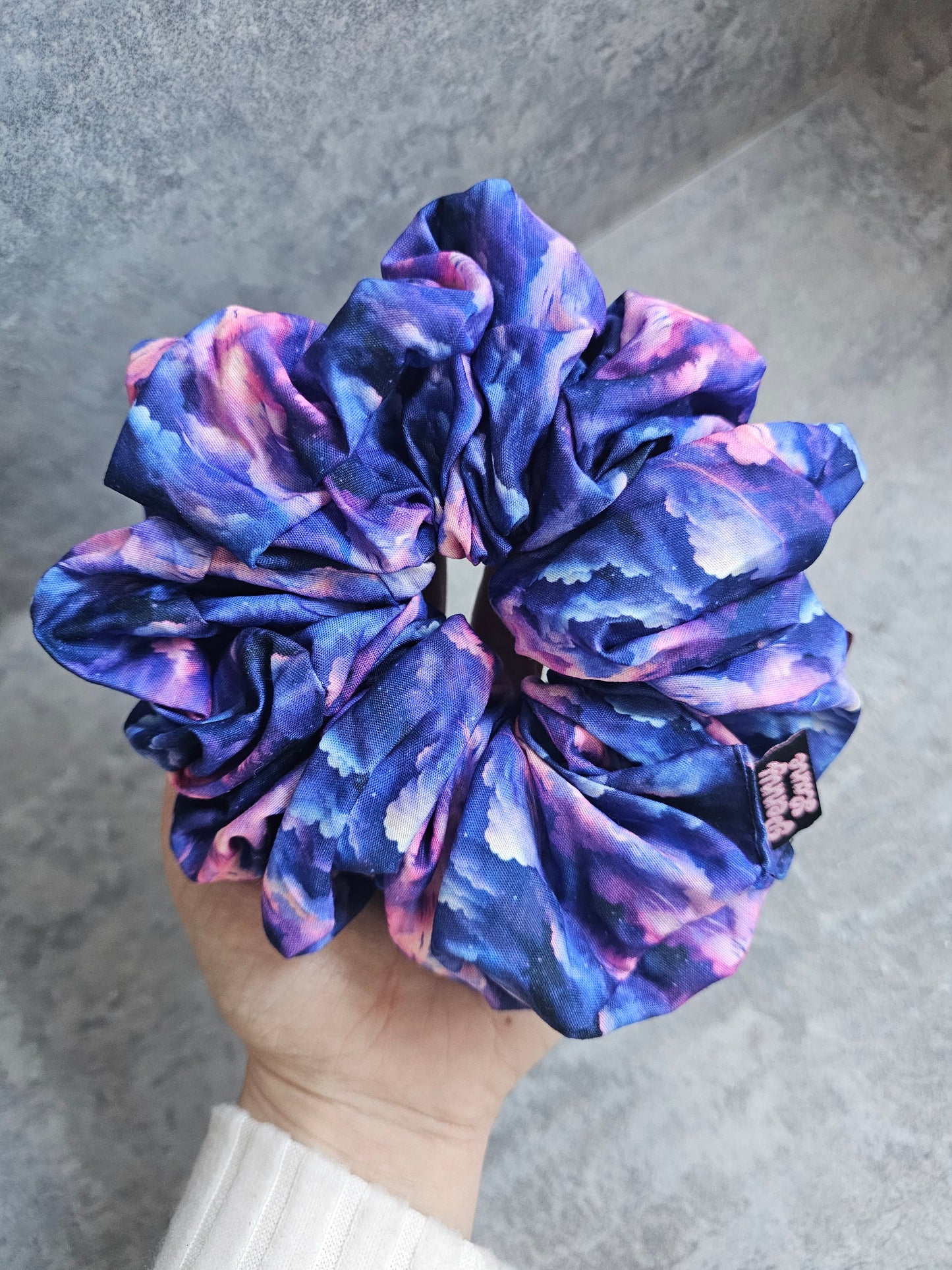 Purple Clouds soft cotton blend XL Hair Scrunchie. Hair accessories, Hair bobble