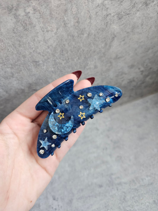 Blue marble night sky Claw Clip