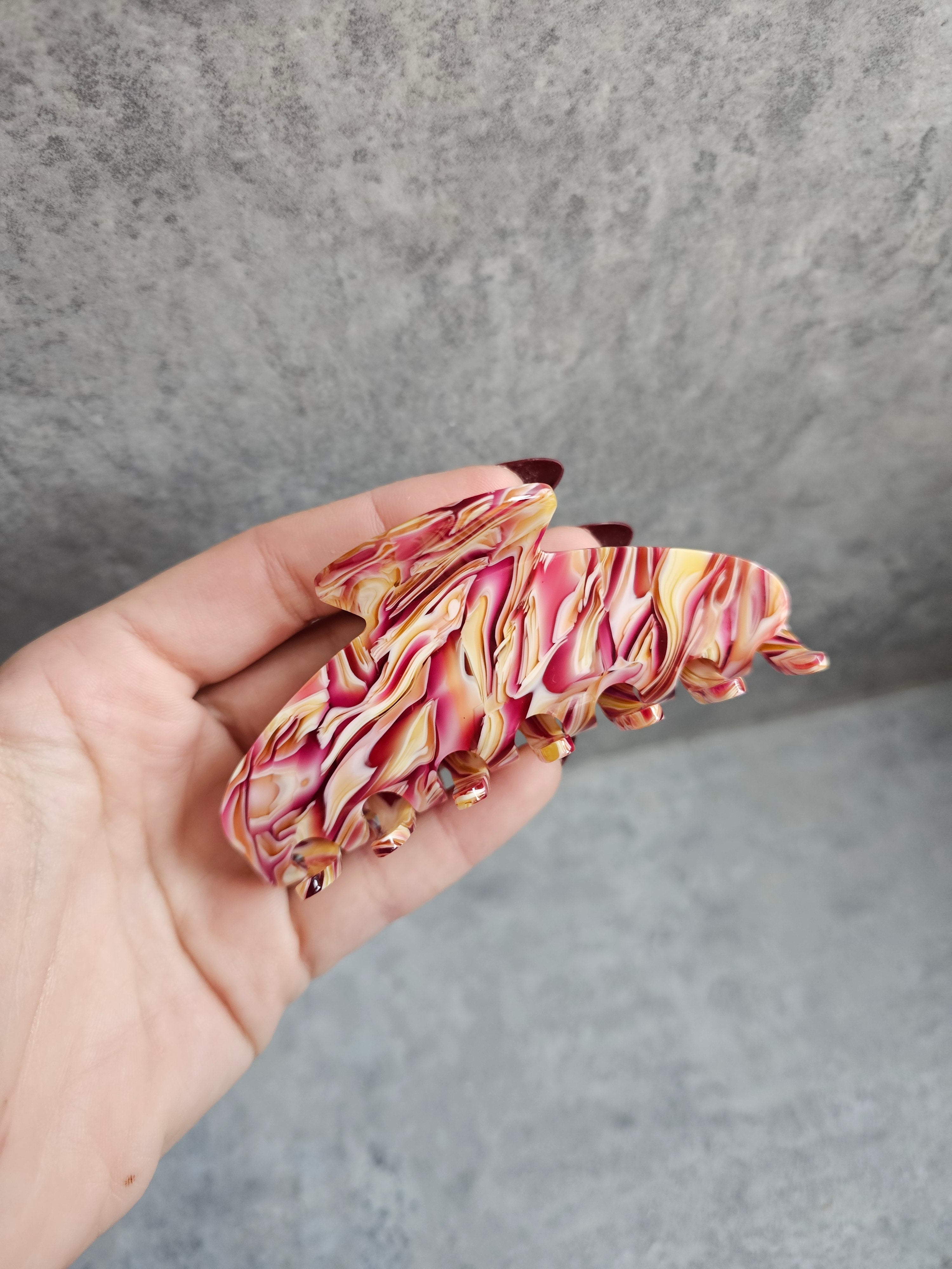 Pink Marble Claw Clip