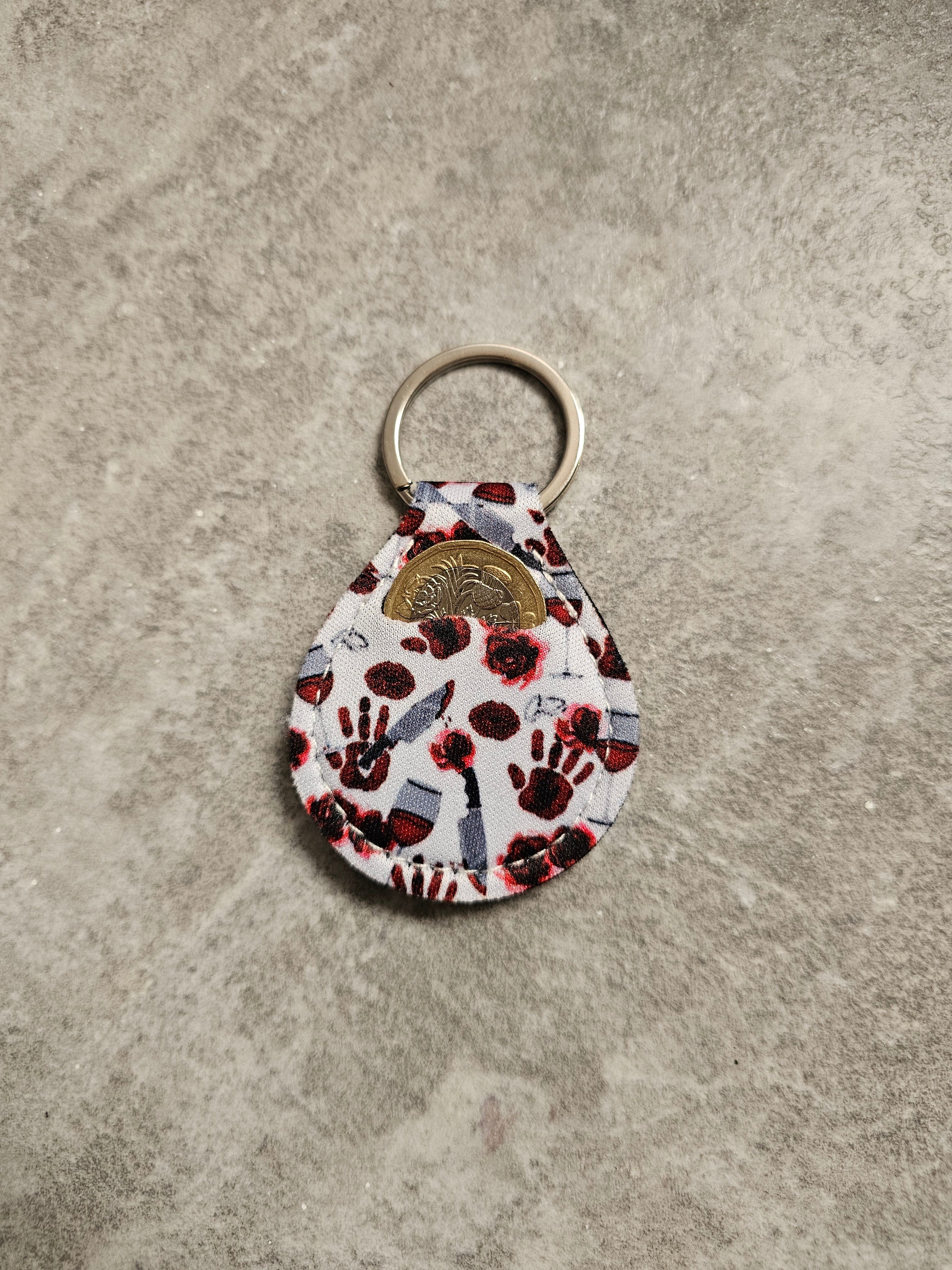 Trolley Coin Holder Keyring - Neoprene holder for £1 coin. Coin NOT included.