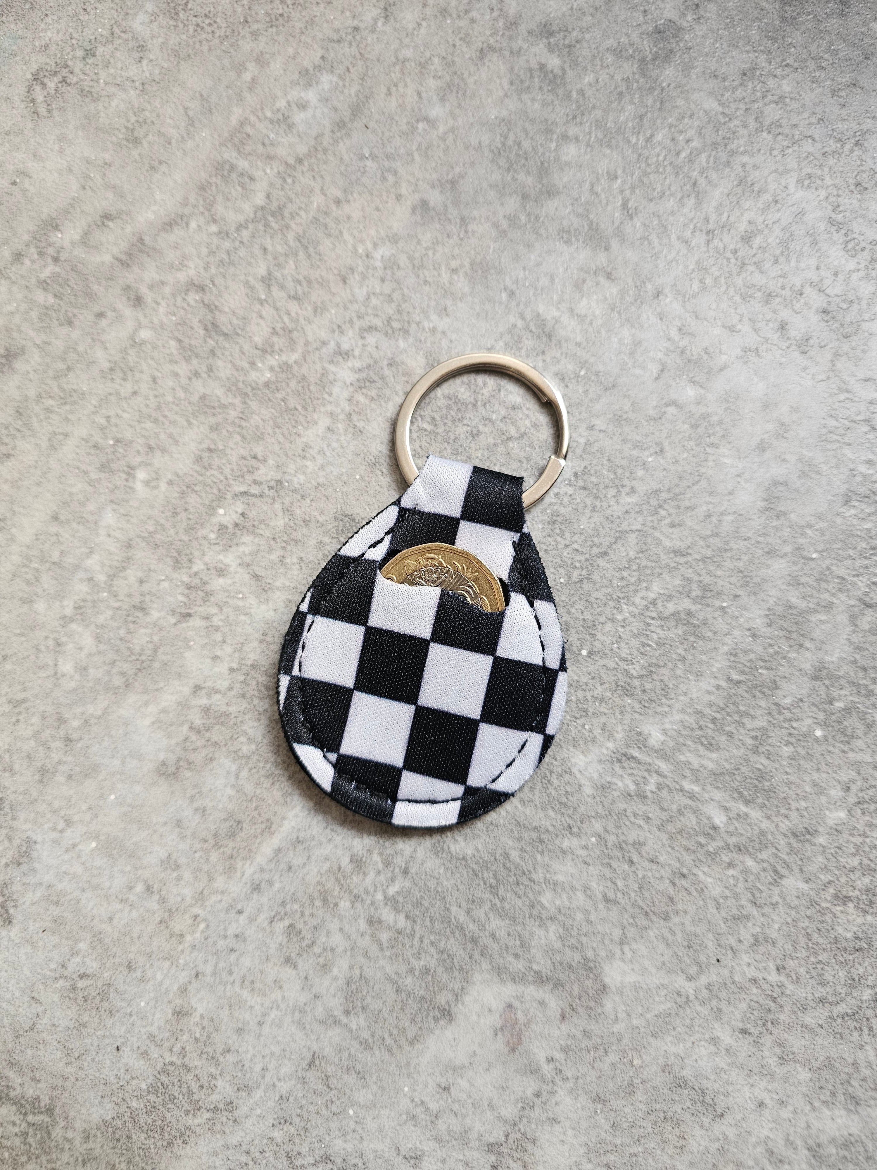 Trolley Coin Holder Keyring - Neoprene holder for £1 coin. Coin NOT included.