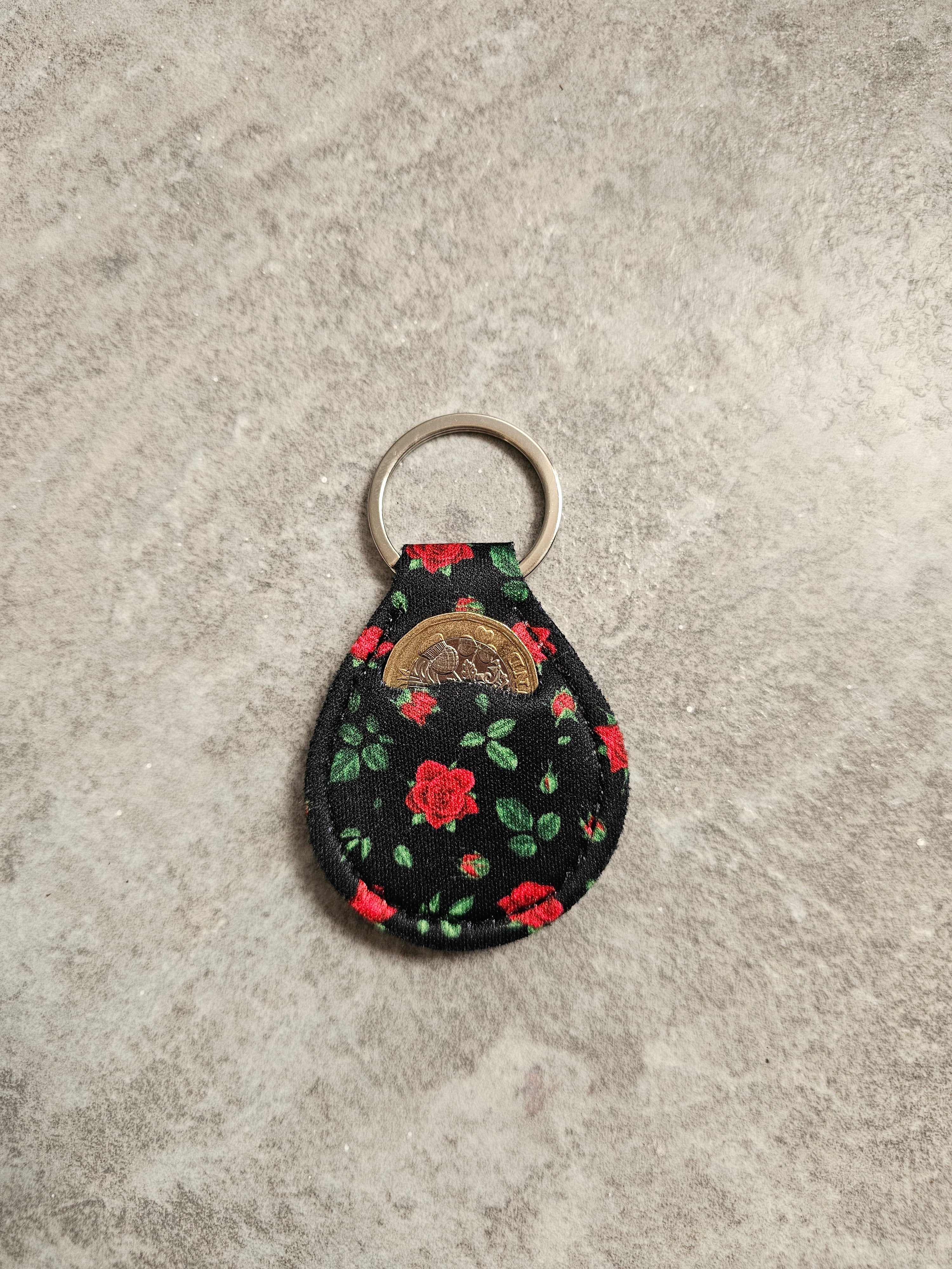 Trolley Coin Holder Keyring - Neoprene holder for £1 coin. Coin NOT included.