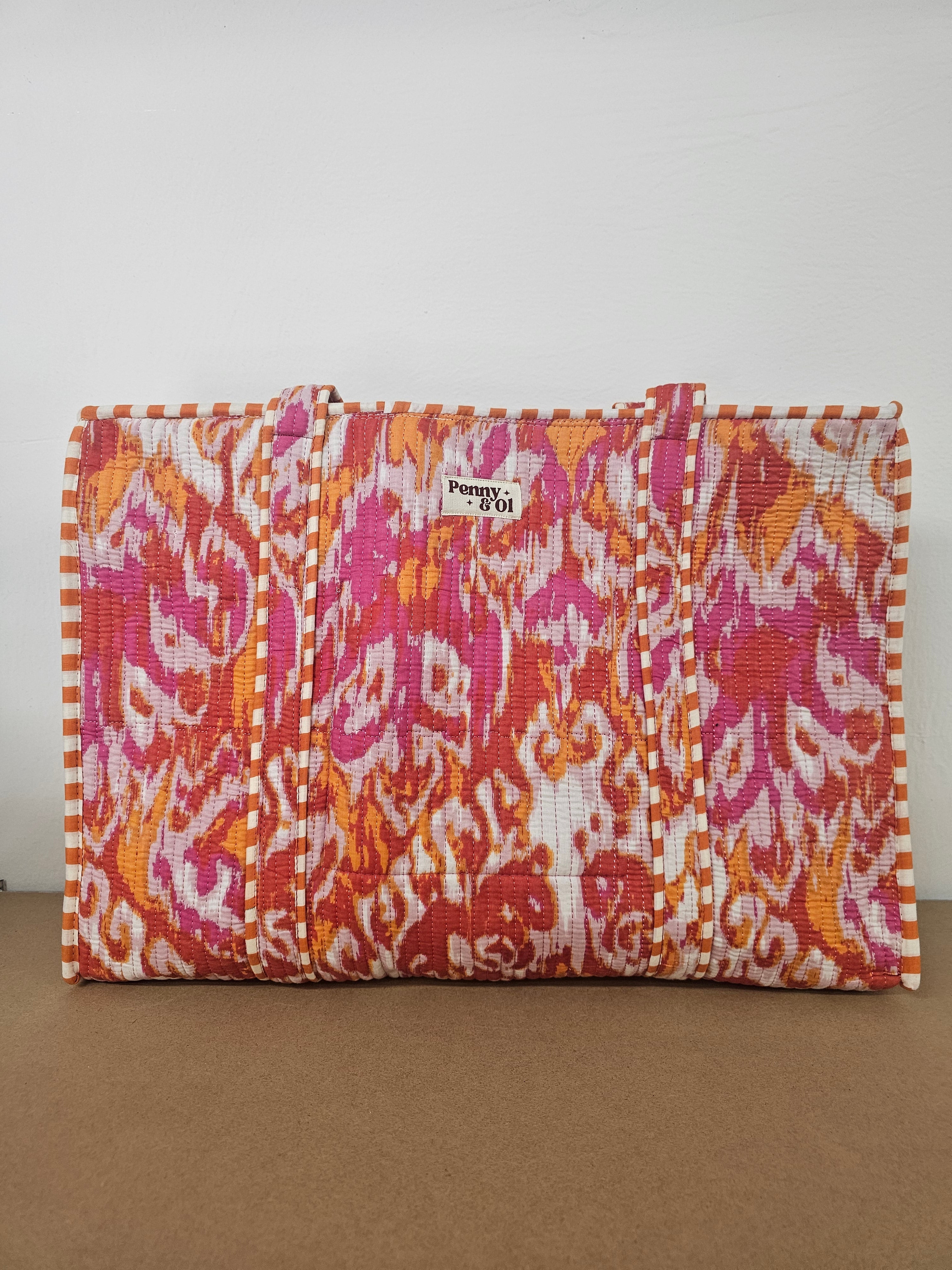 Pink and Orange Marble large tote bags. Cotton tote bags