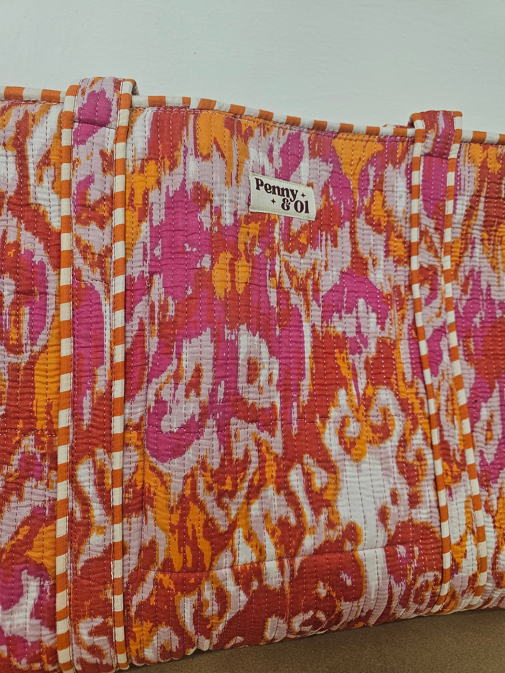 Pink and Orange Marble large tote bags. Cotton tote bags