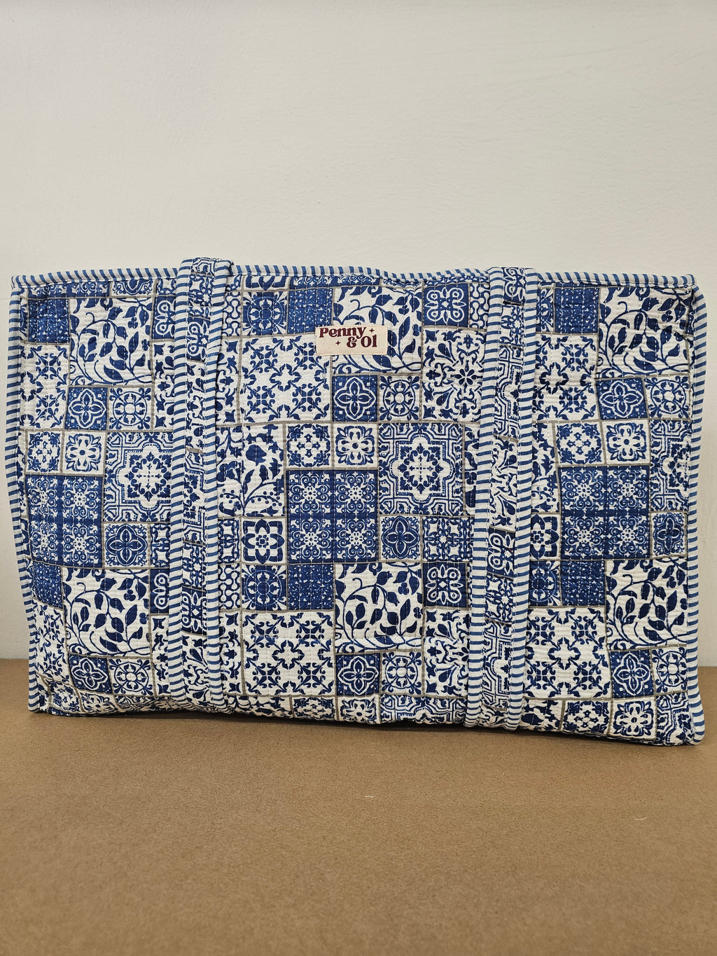 Santorini Large Tote Cotton, handmade tote bags