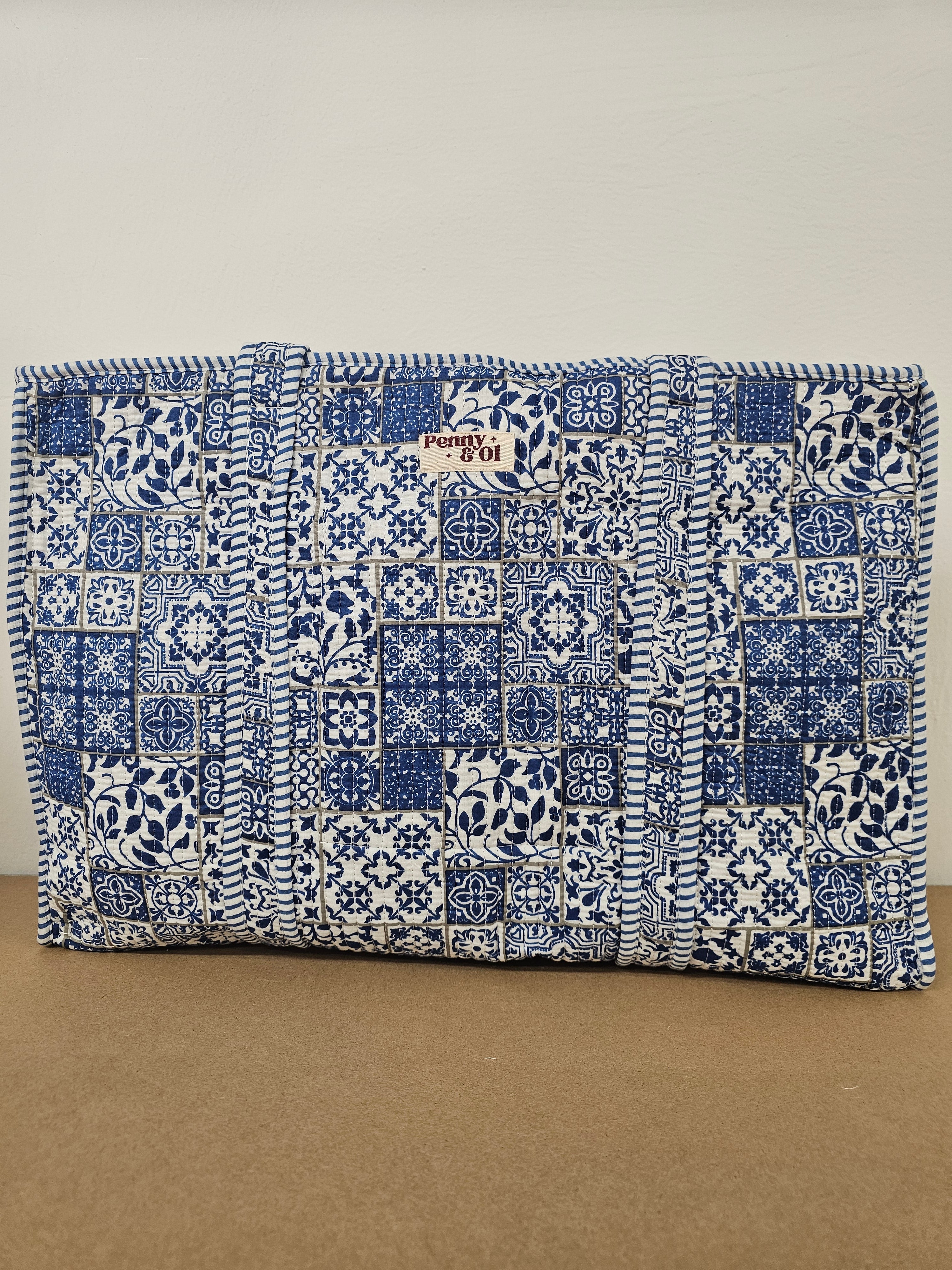 Santorini Large Tote Cotton, handmade tote bags