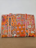 Orange Patchwork Large Tote, Cotton handmade tote bags