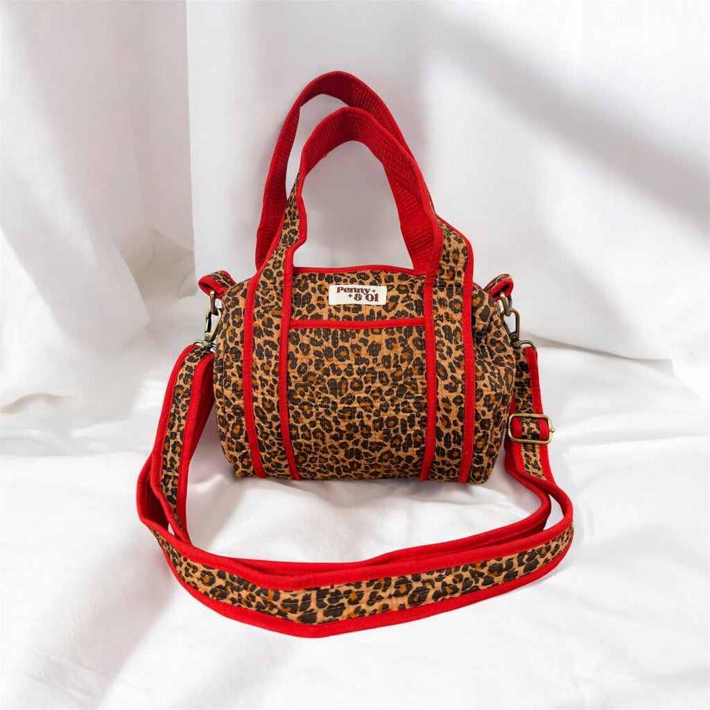 Red Leopard Mini Duffle Tote Bags - Penny & Ol