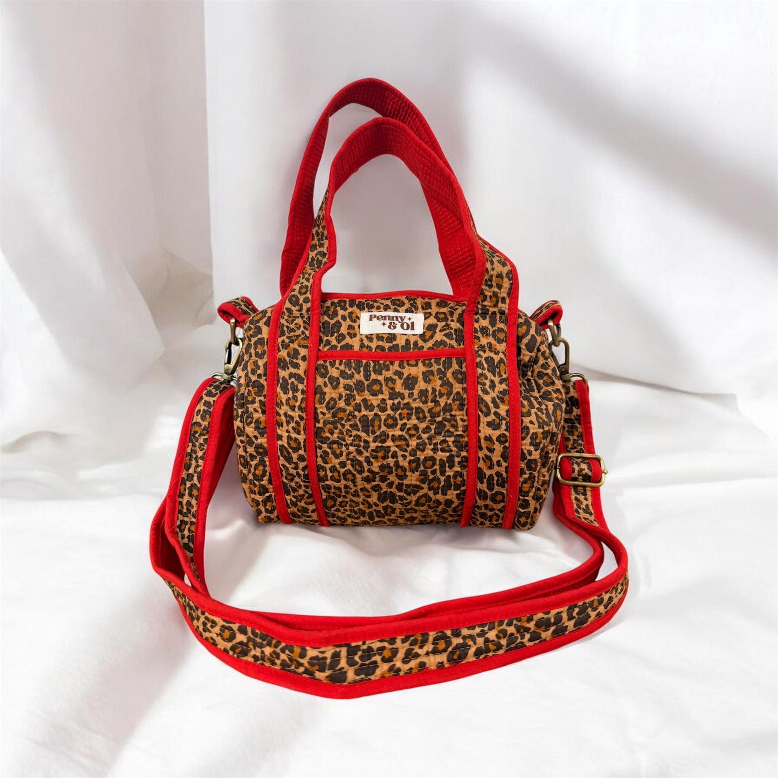 Red Leopard Mini Duffle Tote Bags - Penny & Ol