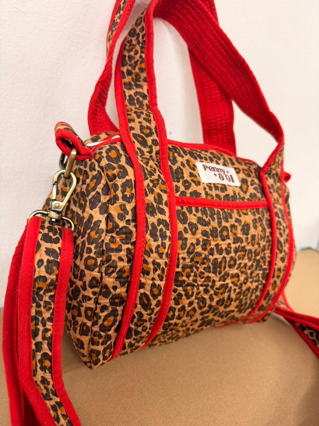 Red Leopard Mini Duffle Tote Bags - Penny & Ol