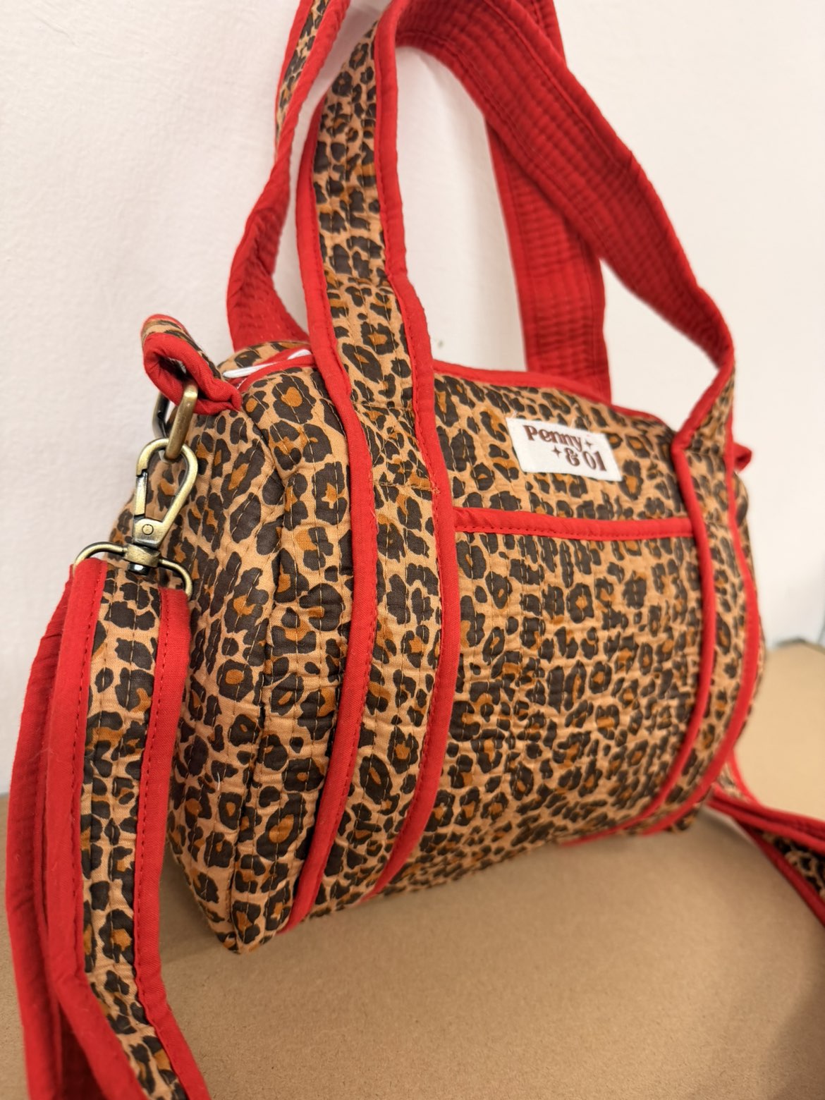 Red Leopard Mini Duffle Tote Bags - Penny & Ol