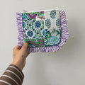 Green & Blue Patchwork Ruffle Pouch