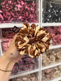 Brown and cream swirl MIDI Satin Hair Scrunchie