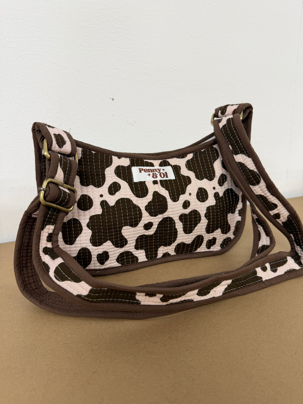 Cow print Mini Shoulder Bag, Handmade Cotton Tote Bags