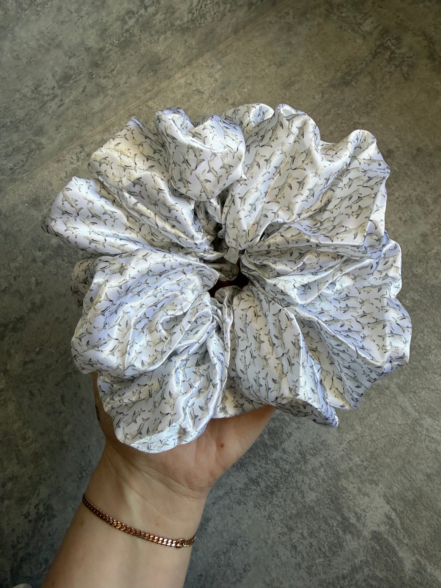 Mini Sharks XL Satin Hair Scrunchie