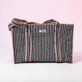 Black Striped Hearts Large Tote, tote bags. Cotton tote bags