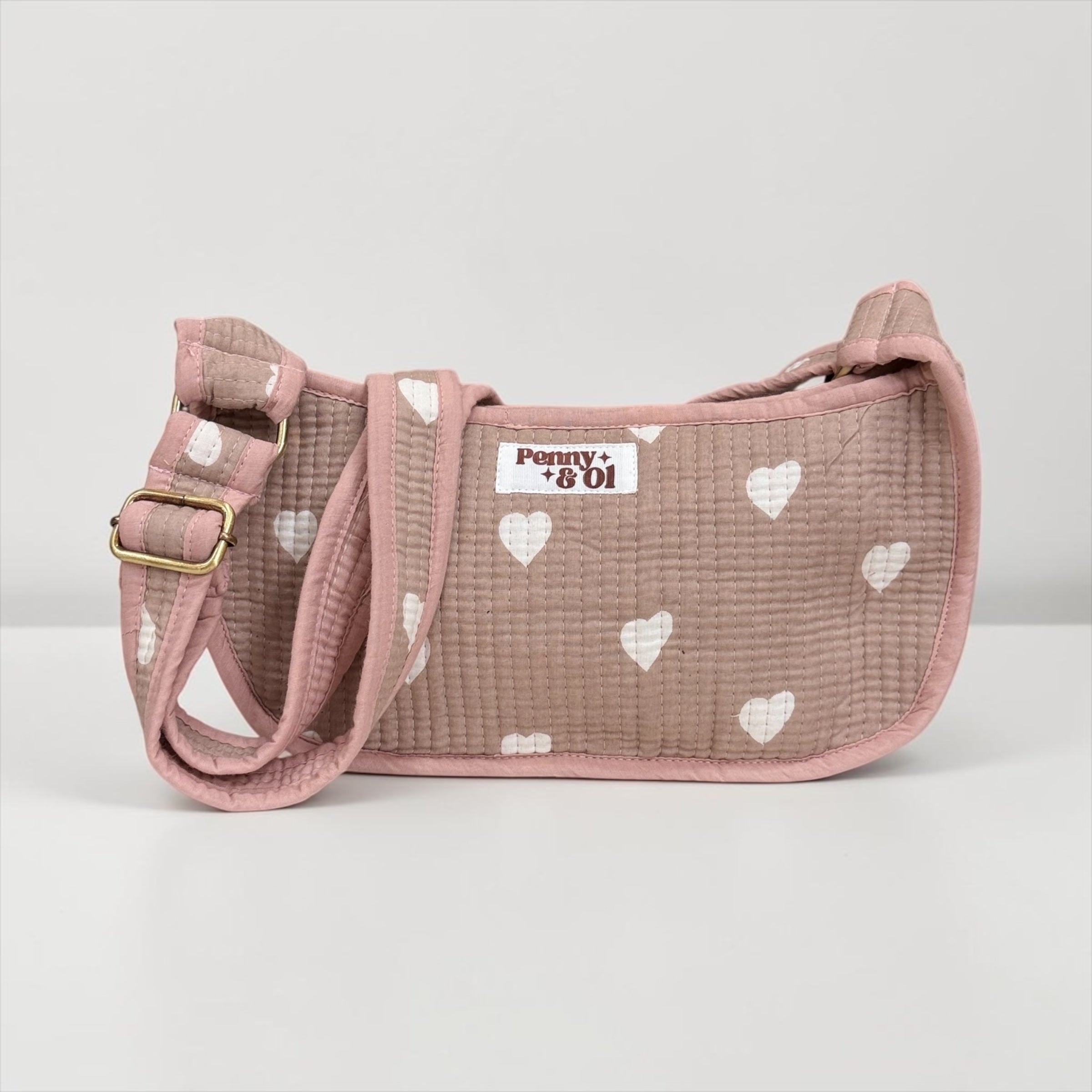 Beigey Pink Hearts Mini SHOULDER bag, cross body bag.