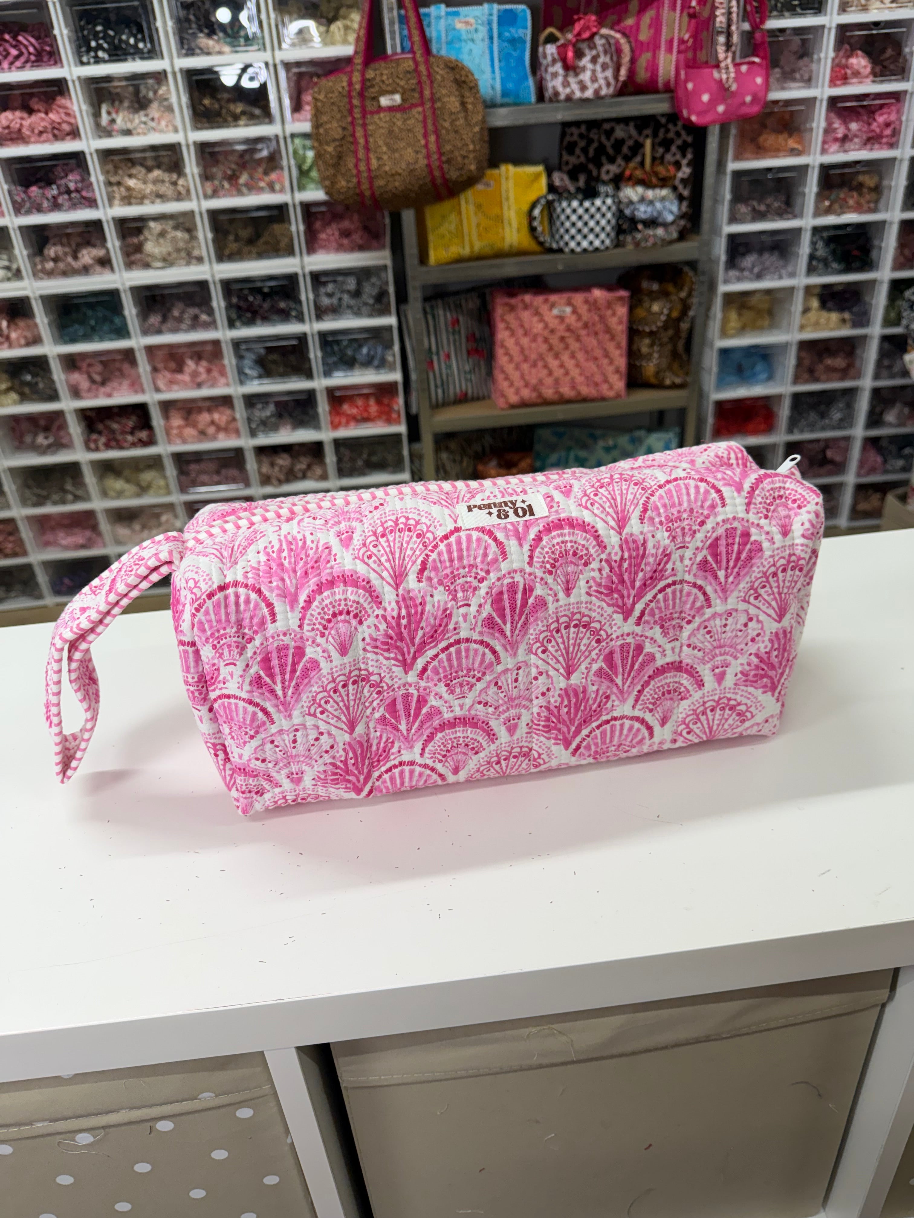 Hair tool bag, Cotton hair tool zip pouch with compartments