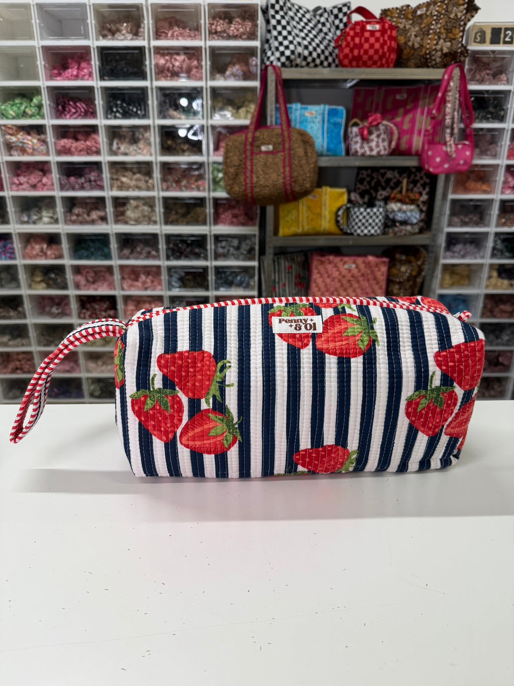 Hair tool bag, Cotton hair tool zip pouch with compartments