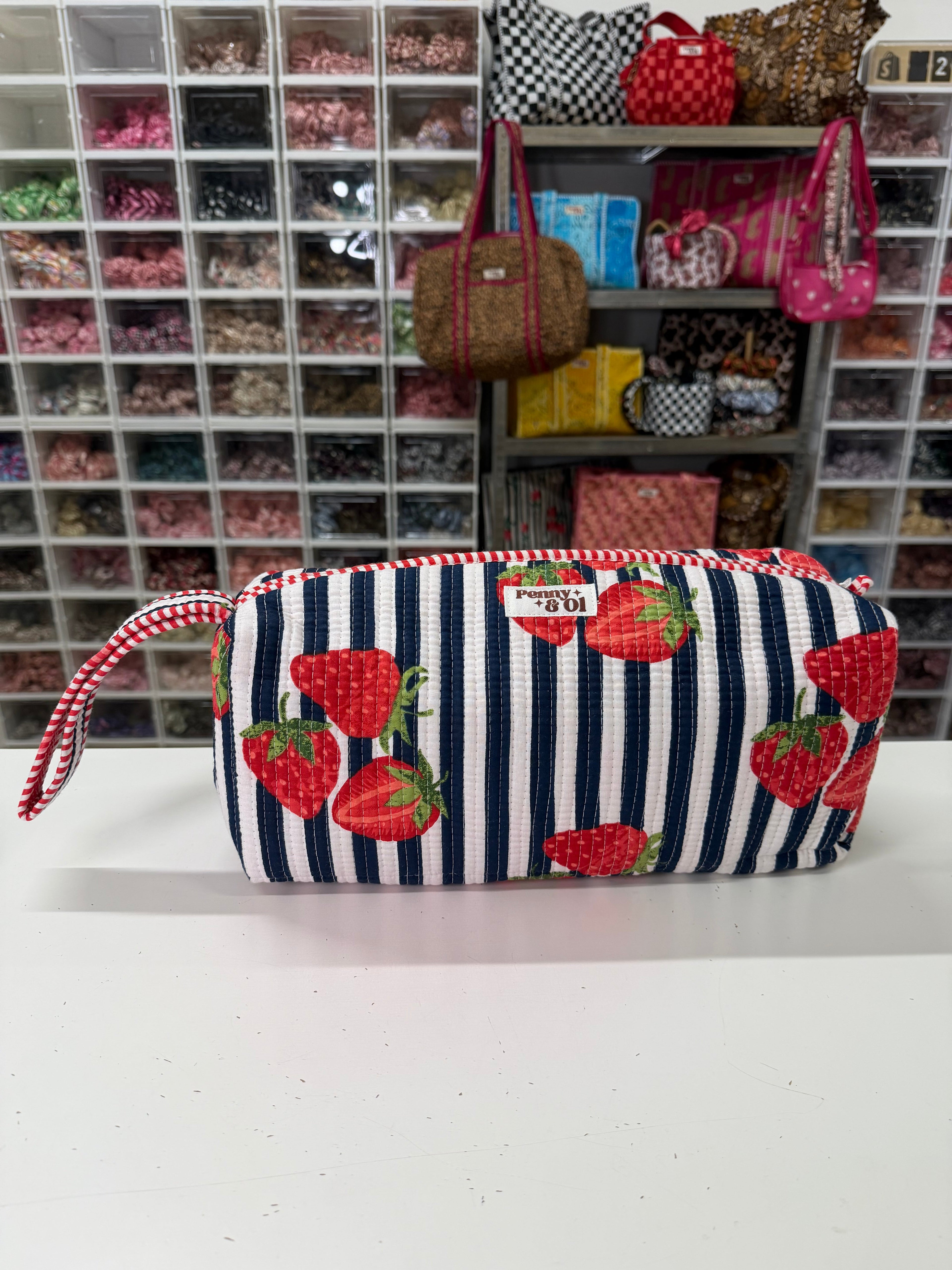 Hair tool bag, Cotton hair tool zip pouch with compartments