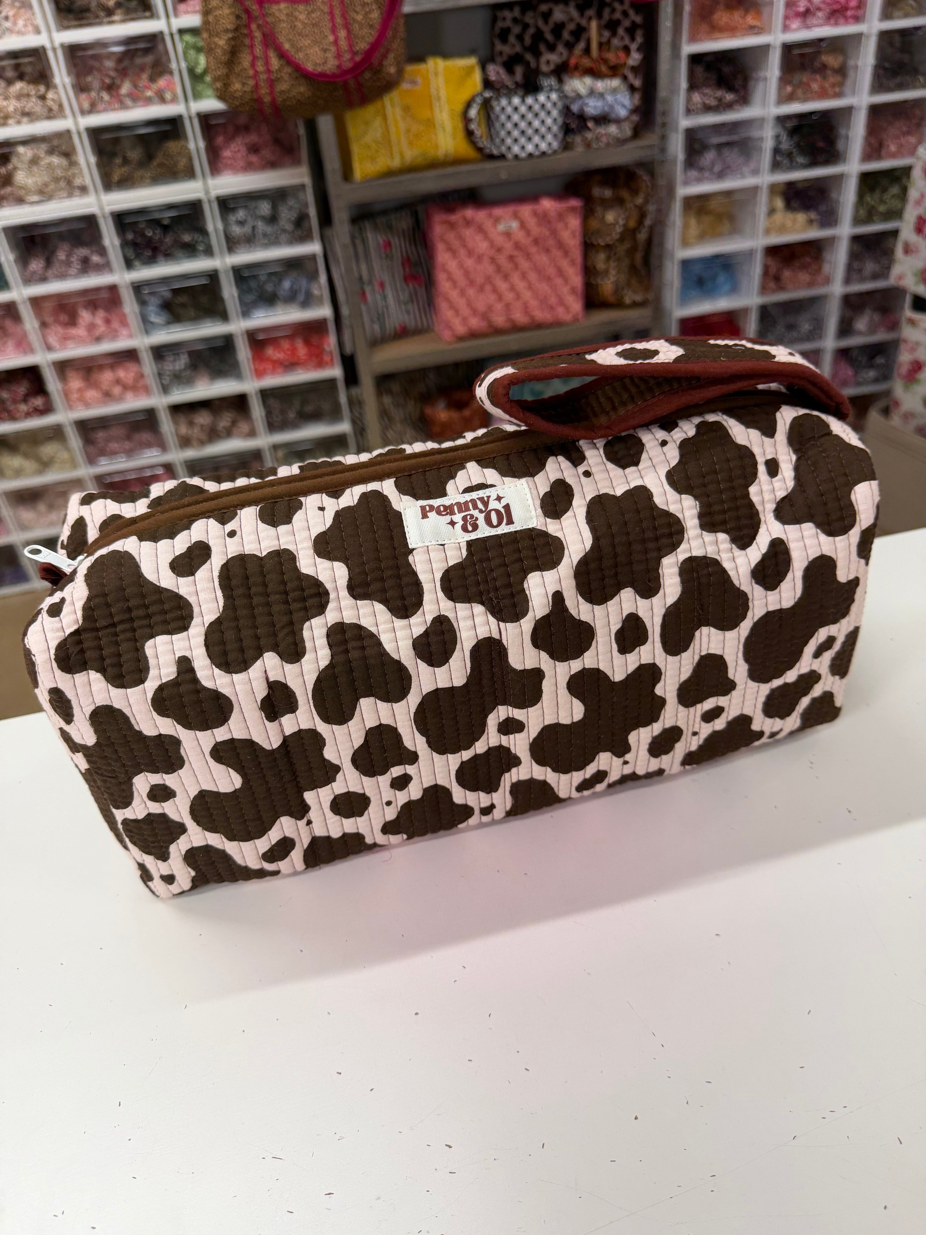 Hair tool bag, Cotton hair tool zip pouch with compartments