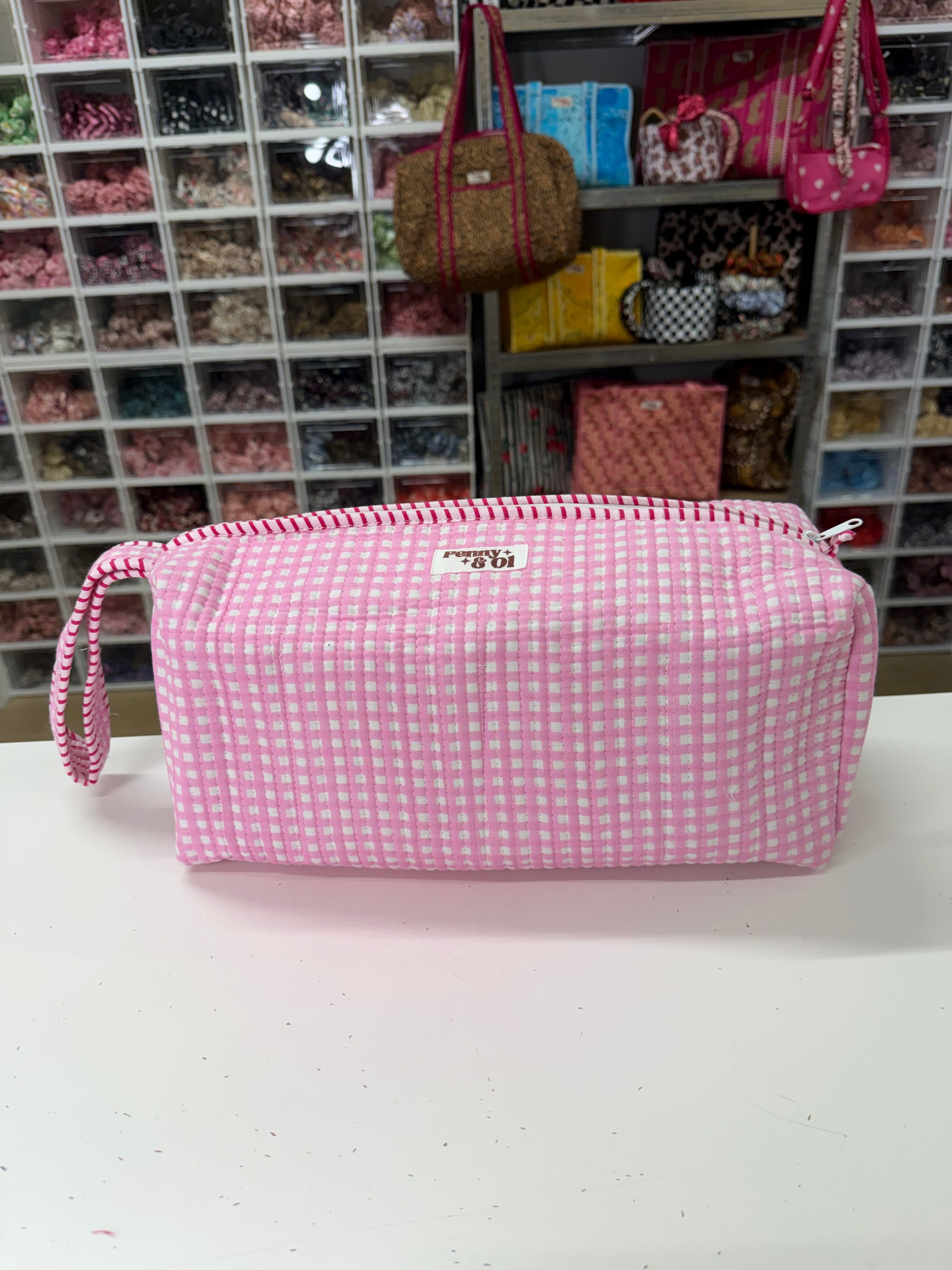 Hair tool bag, Cotton hair tool zip pouch with compartments