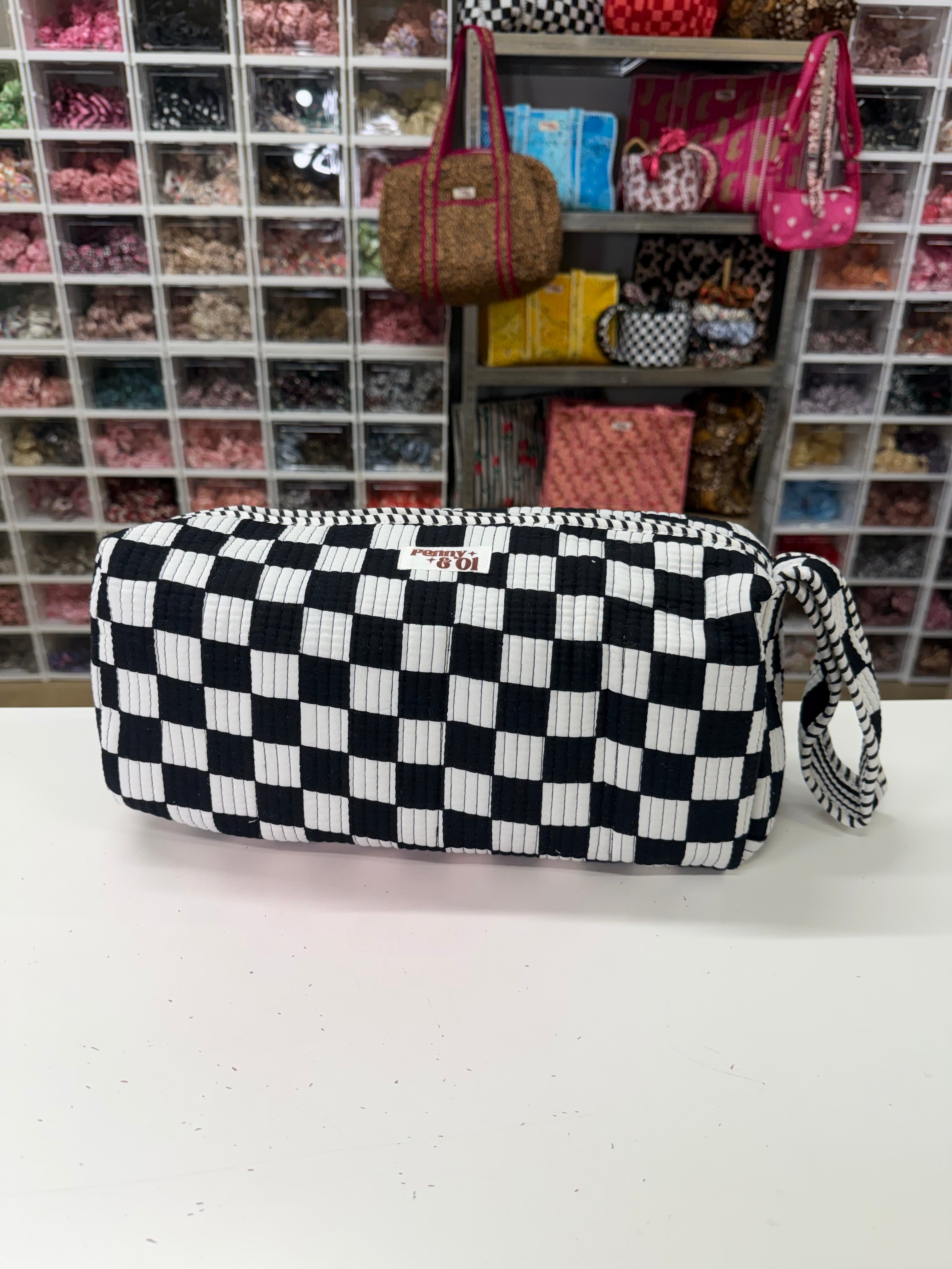 Hair tool bag, Cotton hair tool zip pouch with compartments