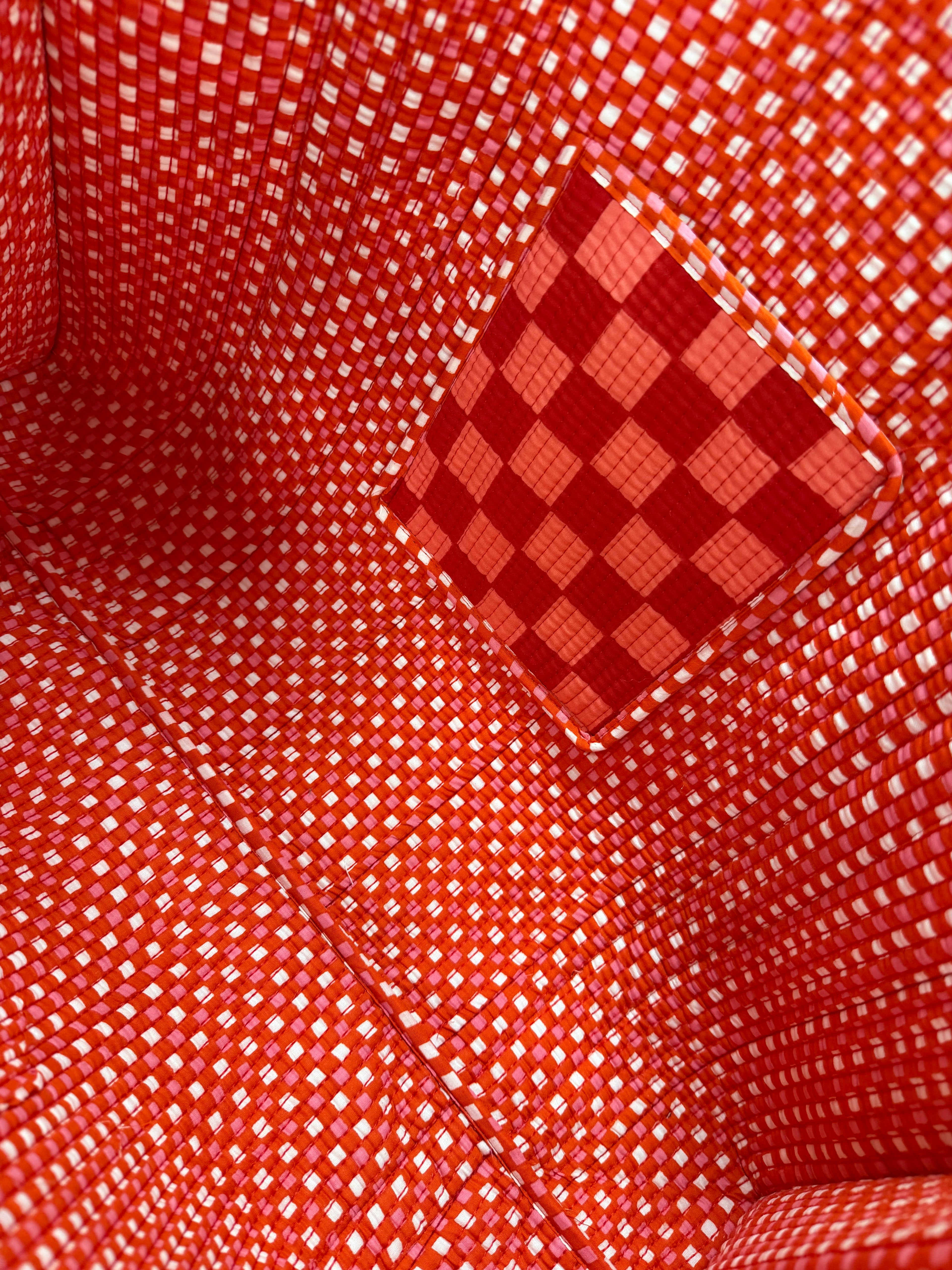 Pink and red checkerboard and gingham REVERSIBLE Large Cotton Tote Bag, handmade tote bags