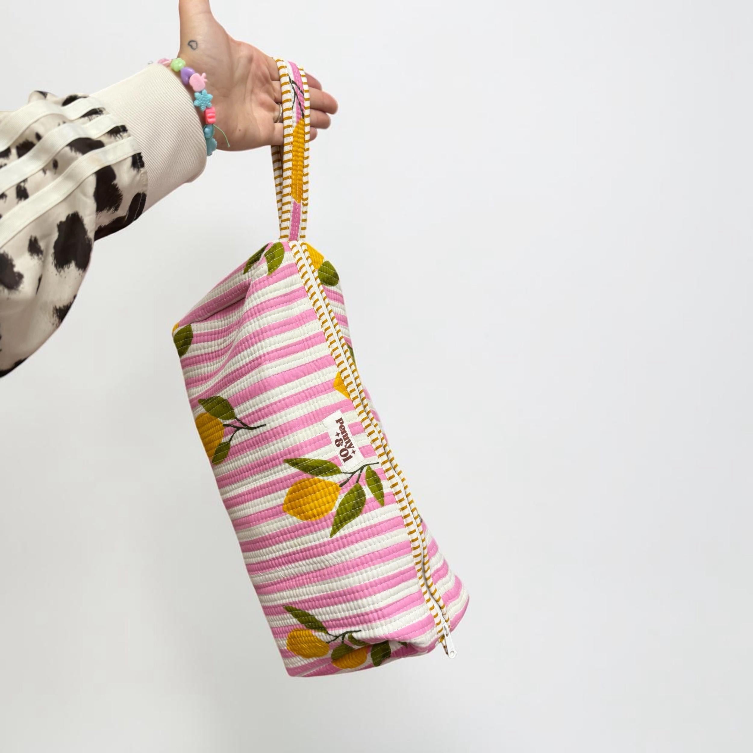 Hair tool bag, Cotton hair tool zip pouch with compartments